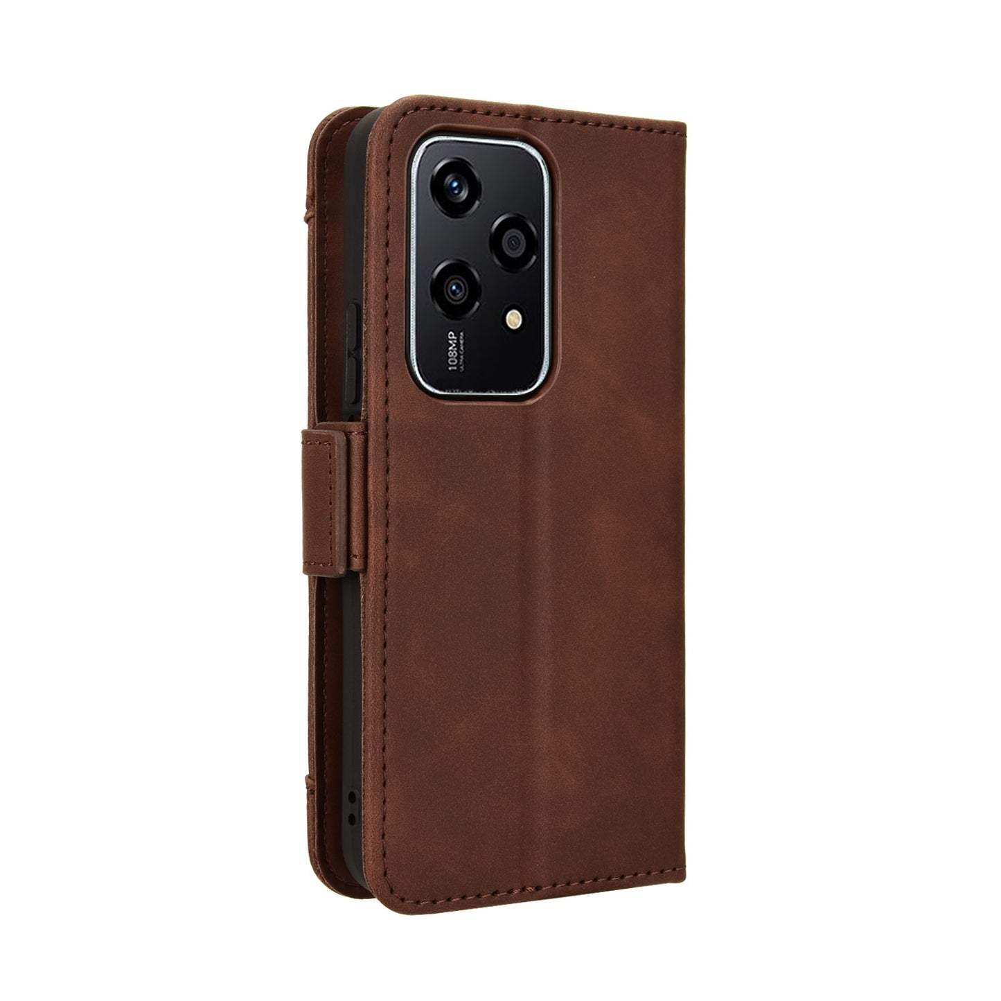 Honor 200 Lite Skin Feel PU Leather Wallet Phone Case with Card Slots, Cash Pocket, Magnetic Closure, Built-In Stand, Full Protection TPU Cover