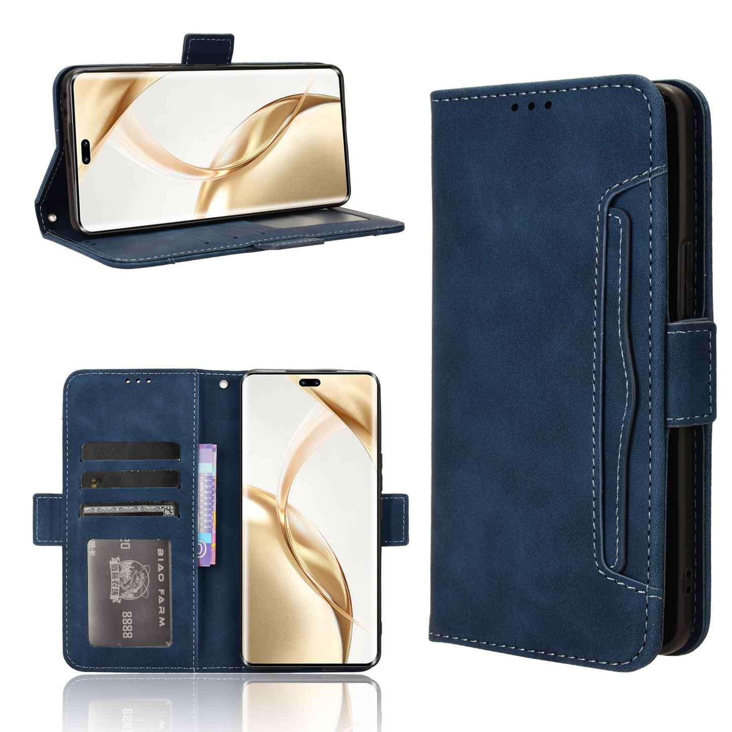 Honor 200 Pro 5G Skin Feel PU Leather Wallet Phone Case with Card Slots, Cash Pocket, Magnetic Closure, Built-In Stand, Full Protection TPU Cover