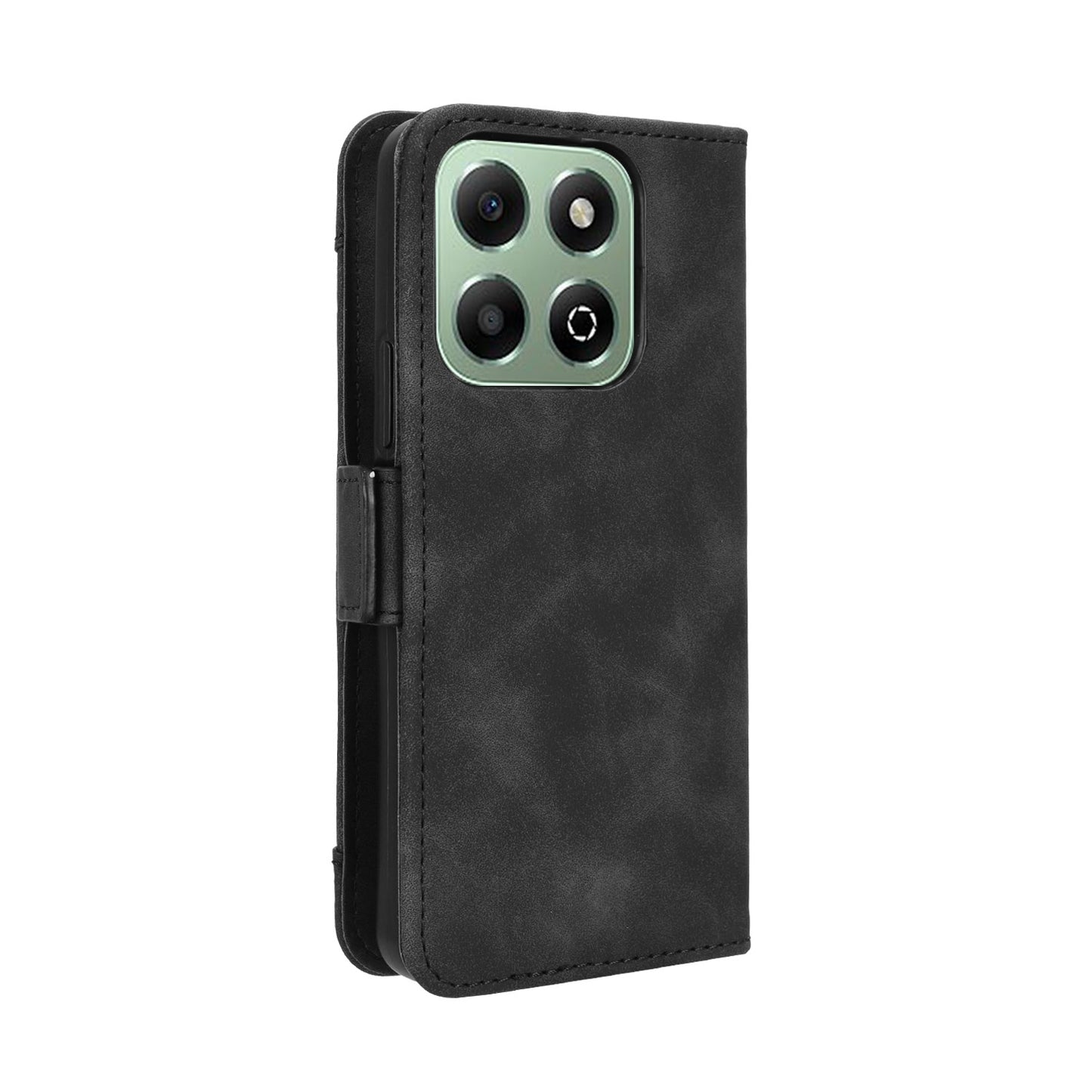 Honor X6b 4G Skin Feel PU Leather Wallet Phone Case with Card Slots, Cash Pocket, Magnetic Closure, Built-In Stand, Full Protection TPU Cover