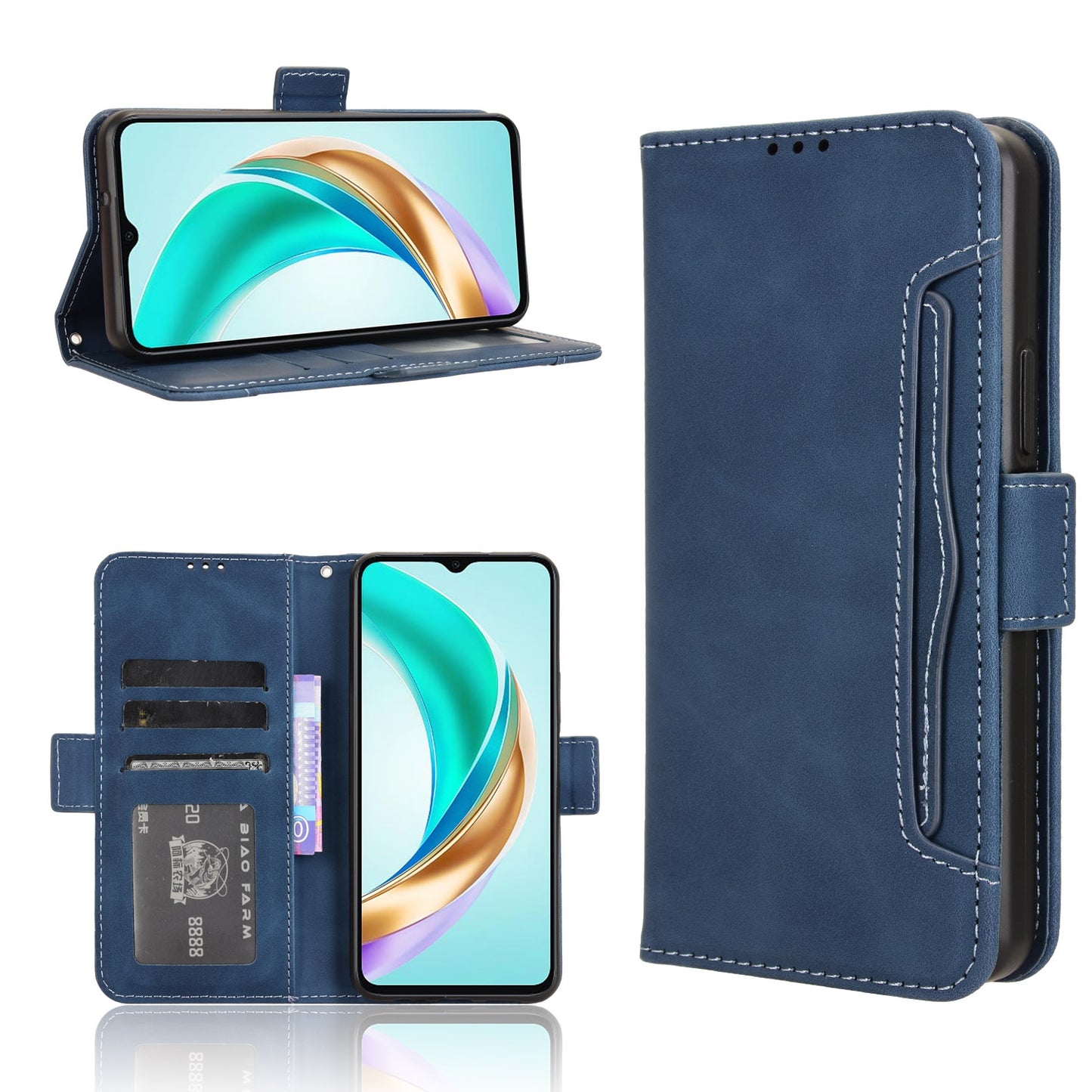 Honor X6b 4G Skin Feel PU Leather Wallet Phone Case with Card Slots, Cash Pocket, Magnetic Closure, Built-In Stand, Full Protection TPU Cover