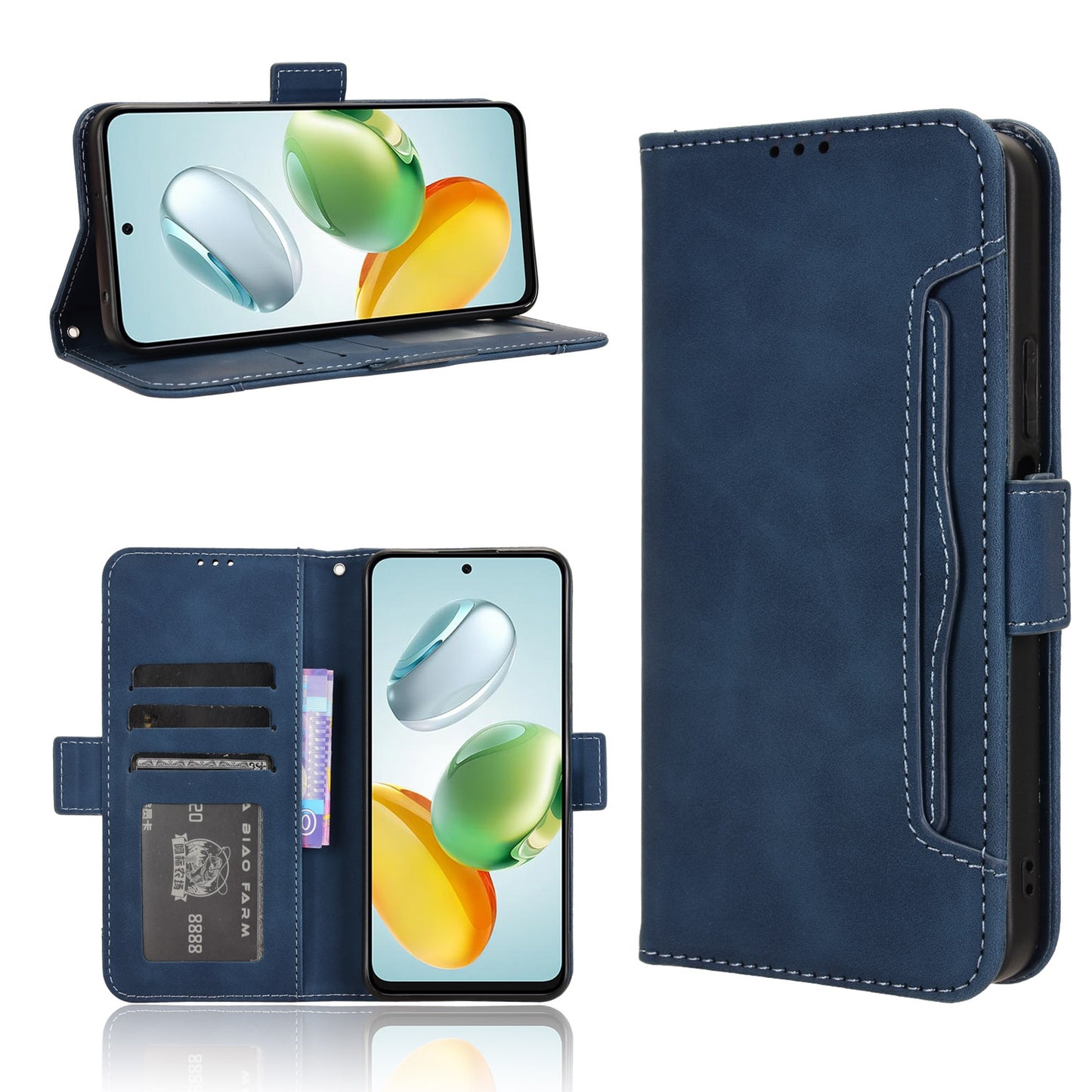 Honor Play 60 Plus Skin Feel PU Leather Wallet Phone Case with Card Slots, Cash Pocket, Magnetic Closure, Built-In Stand, Full Protection TPU Cover