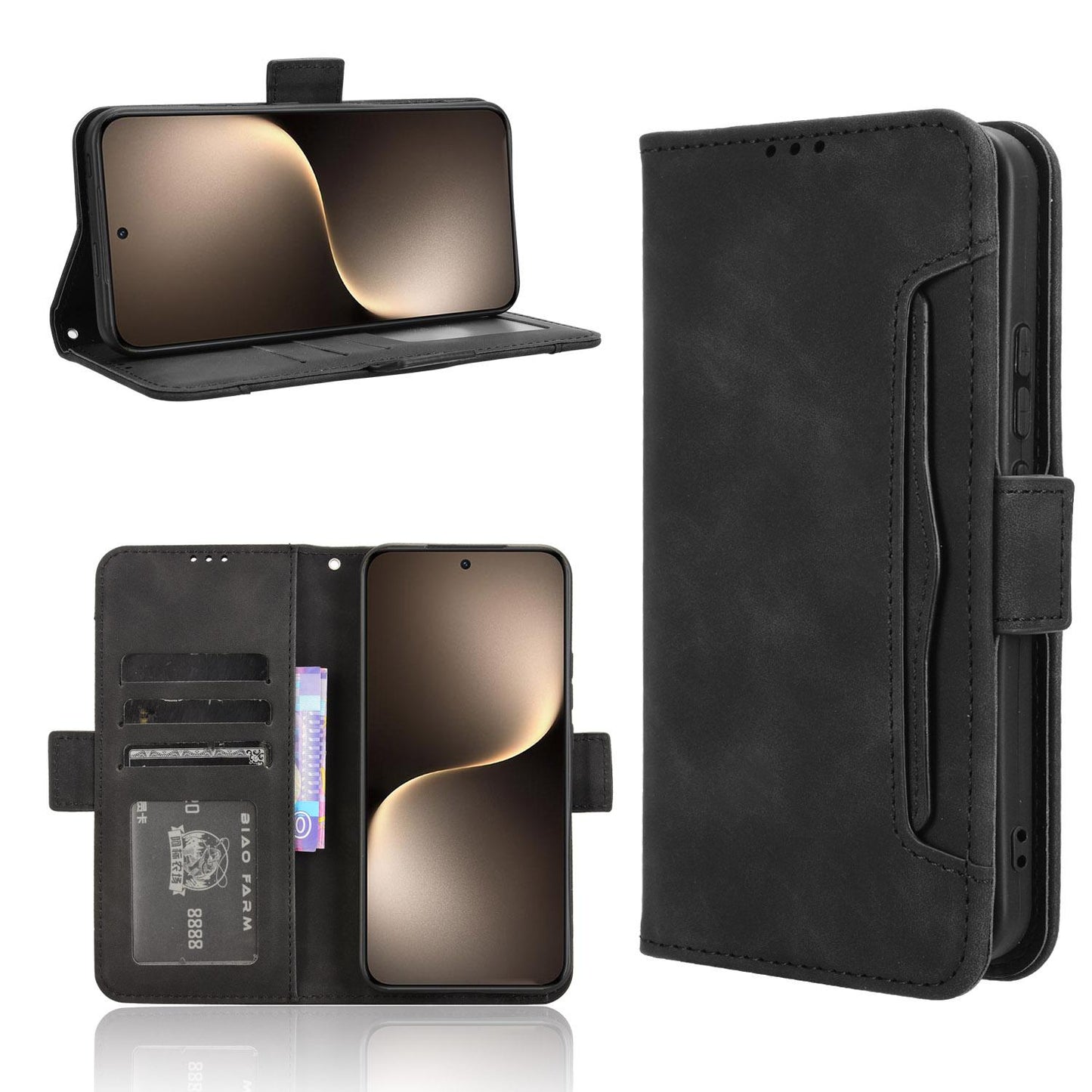 Honor Magic7 Skin Feel PU Leather Wallet Phone Case with Card Slots, Cash Pocket, Magnetic Closure, Built-In Stand, Full Protection TPU Cover