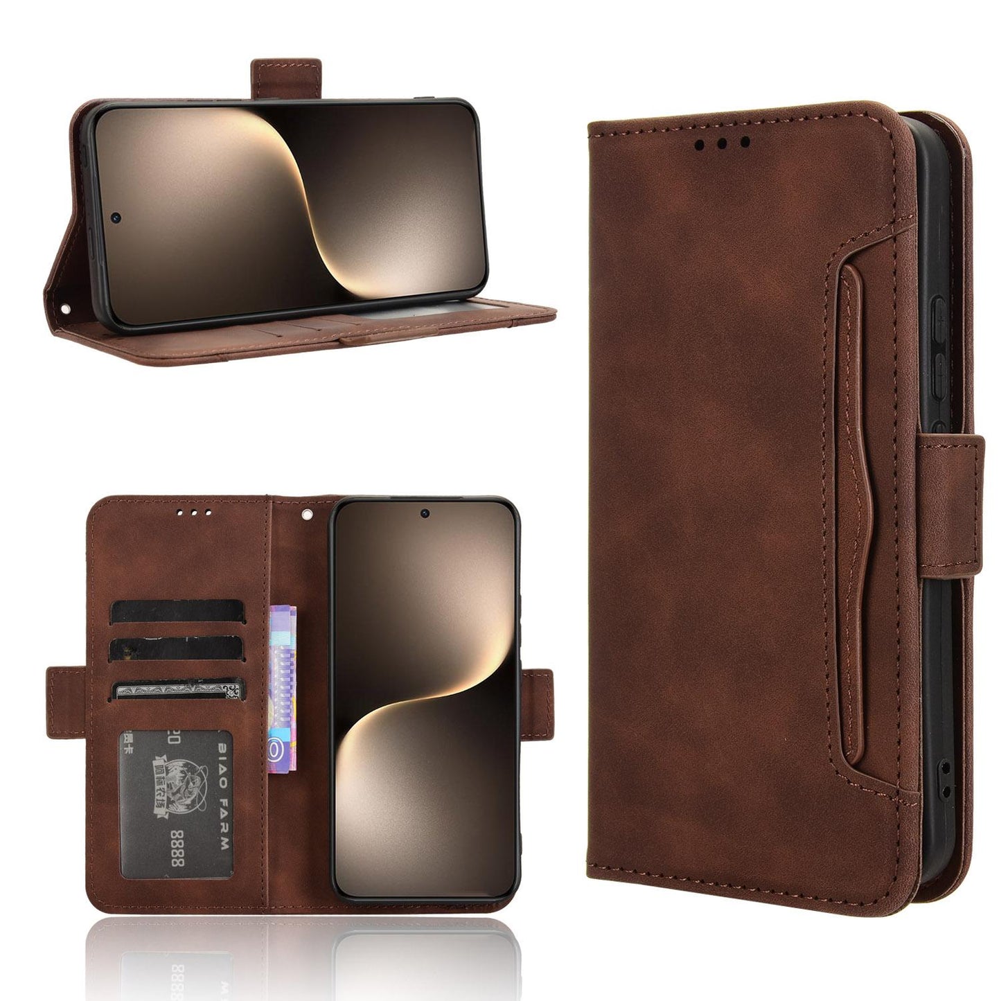 Honor Magic7 Skin Feel PU Leather Wallet Phone Case with Card Slots, Cash Pocket, Magnetic Closure, Built-In Stand, Full Protection TPU Cover