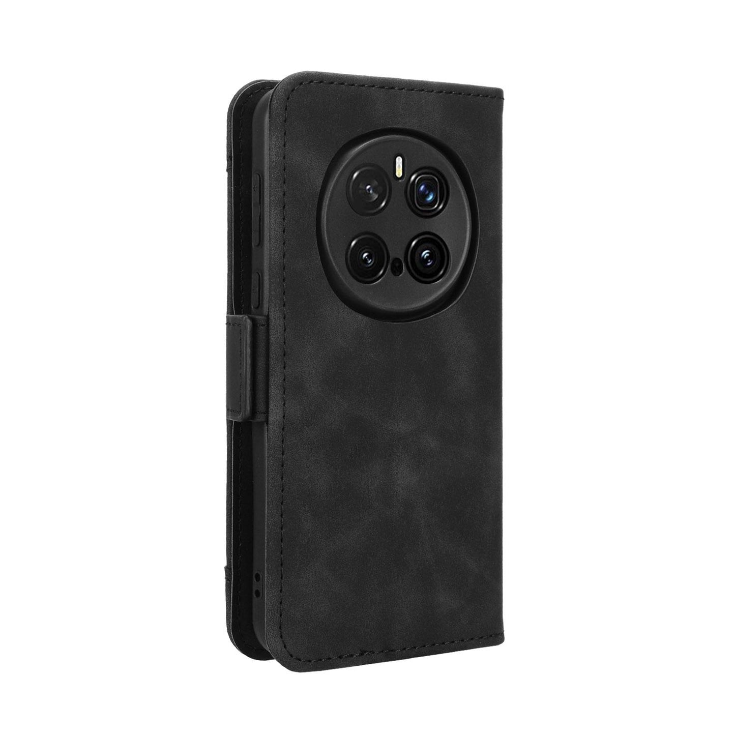 Honor Magic7 Pro Skin Feel PU Leather Wallet Phone Case with Card Slots, Cash Pocket, Magnetic Closure, Built-In Stand, Full Protection TPU Cover