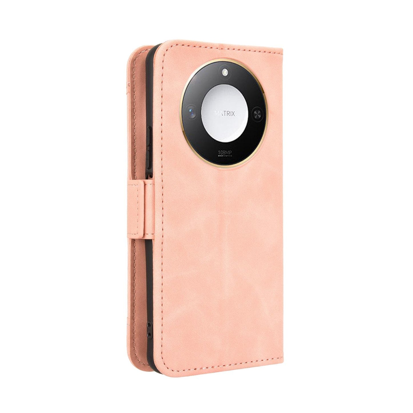 Honor X60 5G Skin Feel PU Leather Wallet Phone Case with Card Slots, Cash Pocket, Magnetic Closure, Built-In Stand, Full Protection TPU Cover