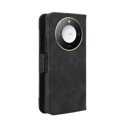 Honor X60 5G Skin Feel PU Leather Wallet Phone Case with Card Slots, Cash Pocket, Magnetic Closure, Built-In Stand, Full Protection TPU Cover