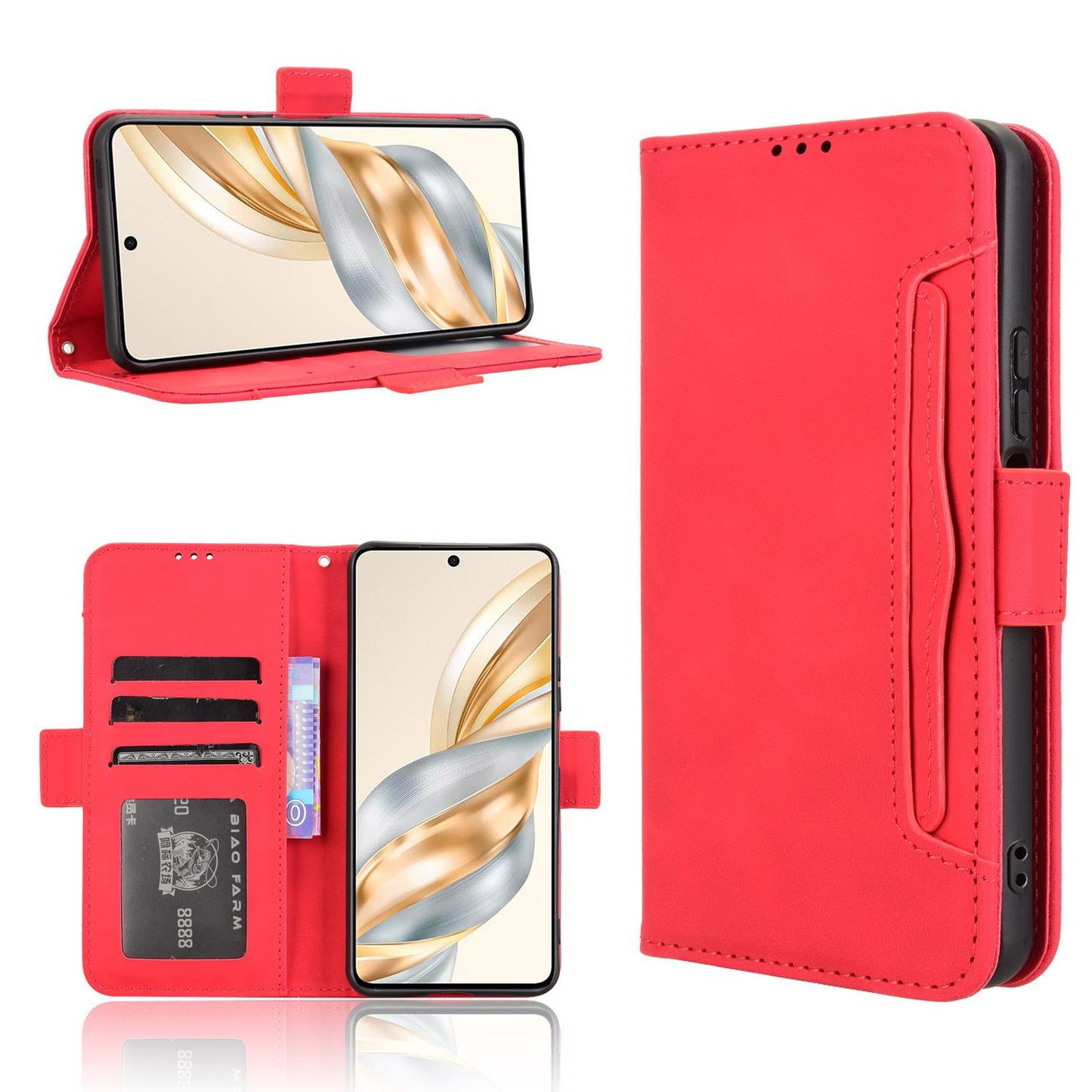 Honor X9C Smart Skin Feel PU Leather Wallet Phone Case with Card Slots, Cash Pocket, Magnetic Closure, Built-In Stand, Full Protection TPU Cover