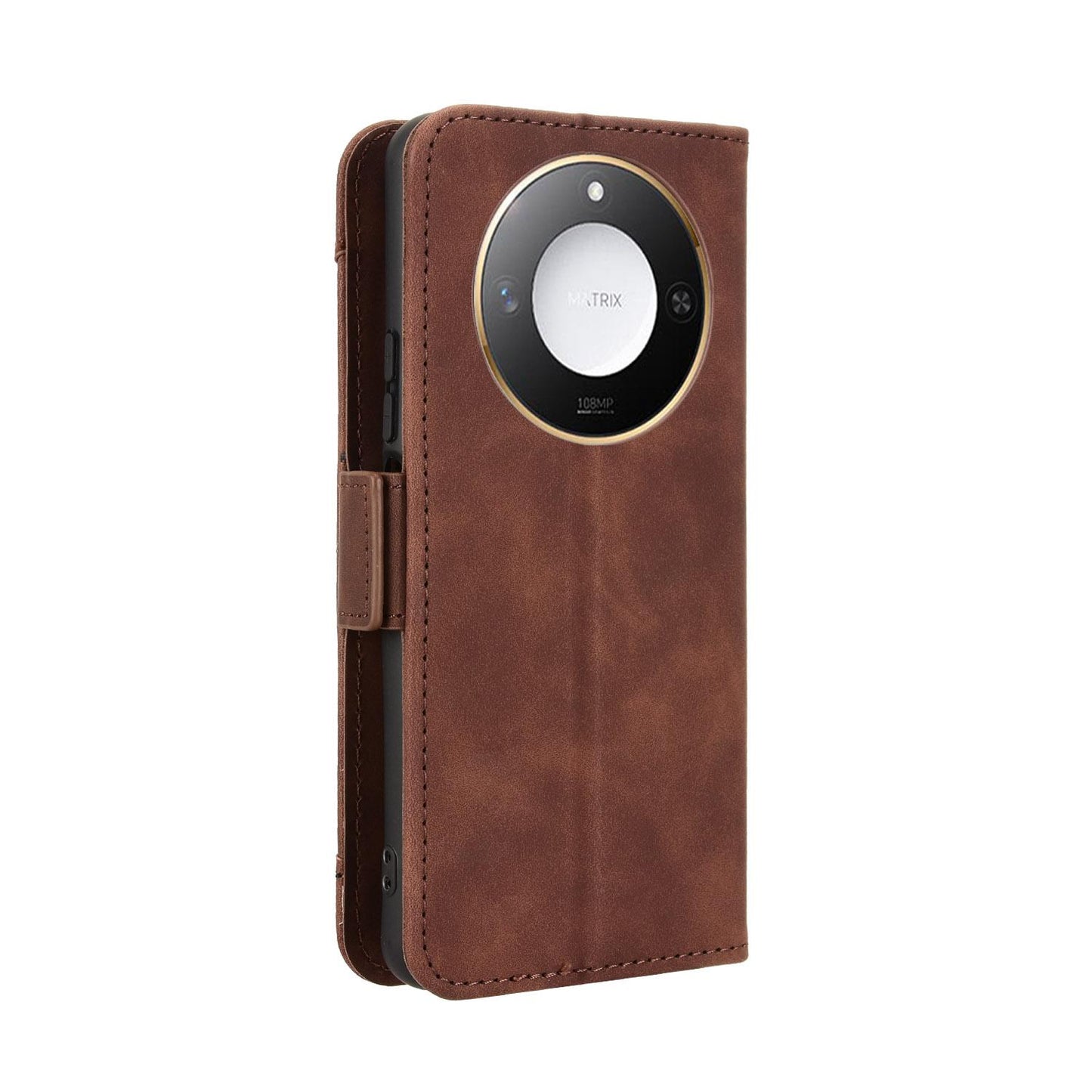 Honor X60 5G Skin Feel PU Leather Wallet Phone Case with Card Slots, Cash Pocket, Magnetic Closure, Built-In Stand, Full Protection TPU Cover