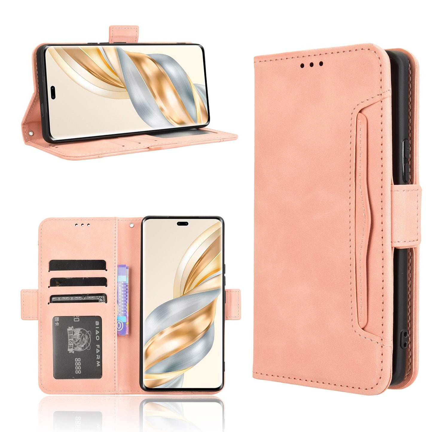 Honor X9C 5G Skin Feel PU Leather Wallet Phone Case with Card Slots, Cash Pocket, Magnetic Closure, Built-In Stand, Full Protection TPU Cover