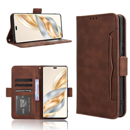 Honor X60 Pro 5G Skin Feel PU Leather Wallet Phone Case with Card Slots, Cash Pocket, Magnetic Closure, Built-In Stand, Full Protection TPU Cover
