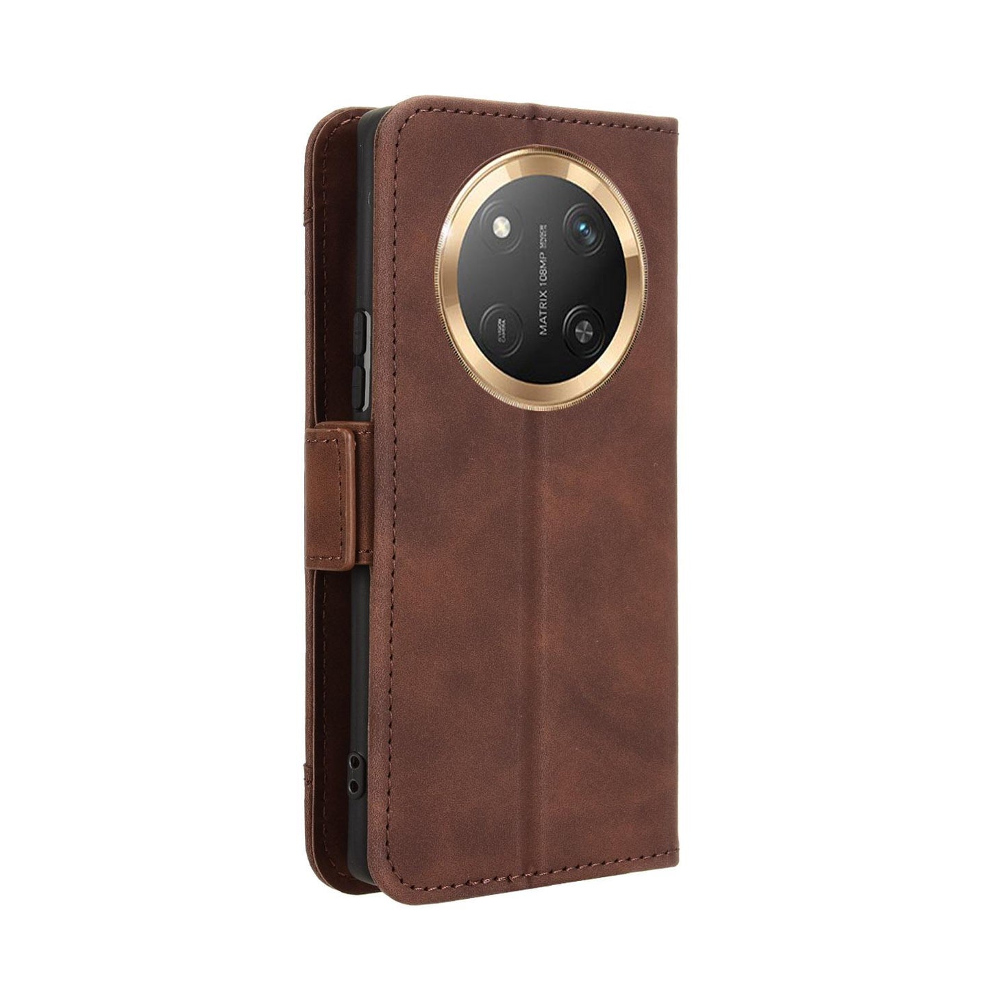 Honor X9C 5G Skin Feel PU Leather Wallet Phone Case with Card Slots, Cash Pocket, Magnetic Closure, Built-In Stand, Full Protection TPU Cover