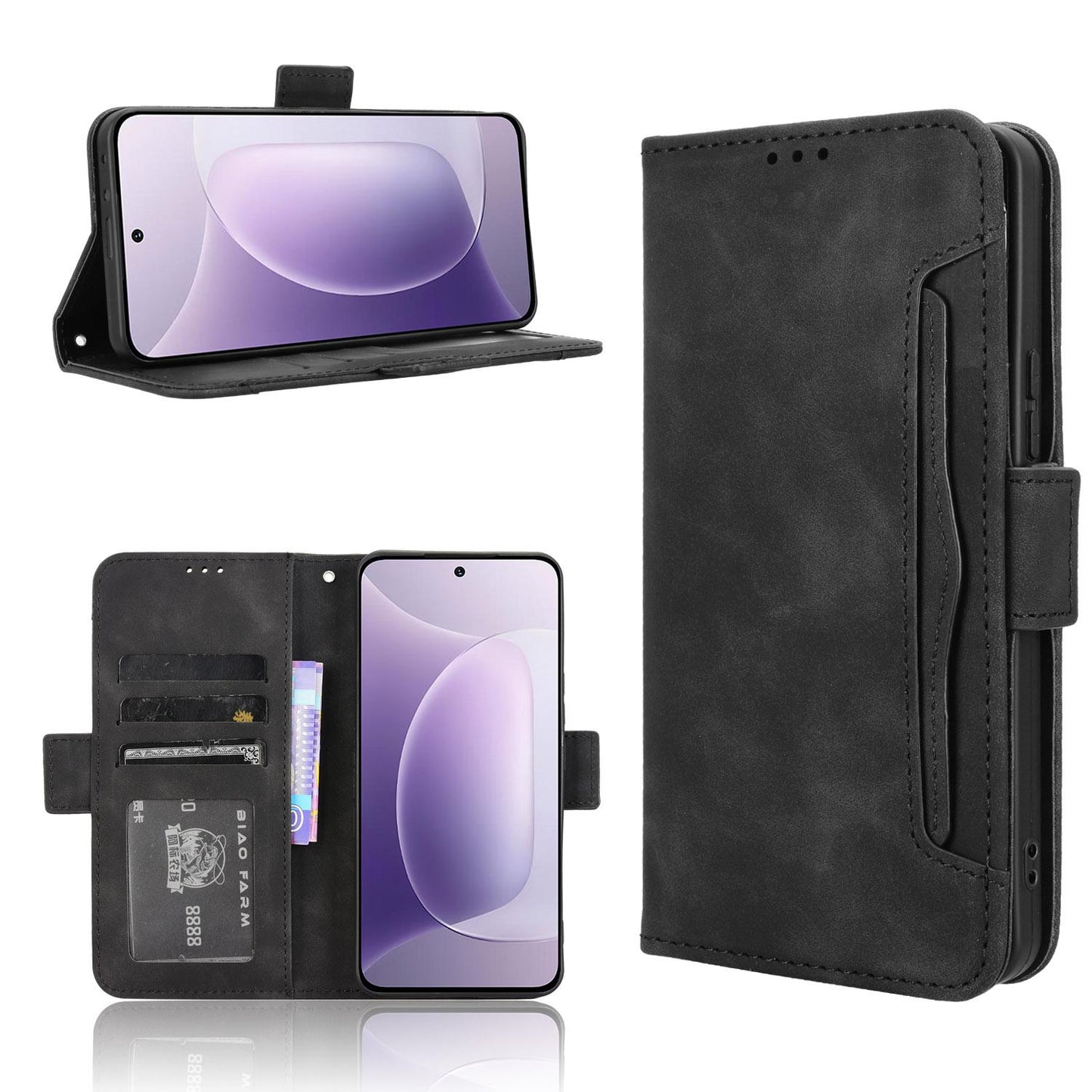 Honor 300 5G Skin Feel PU Leather Wallet Phone Case with Card Slots, Cash Pocket, Magnetic Closure, Built-In Stand, Full Protection TPU Cover