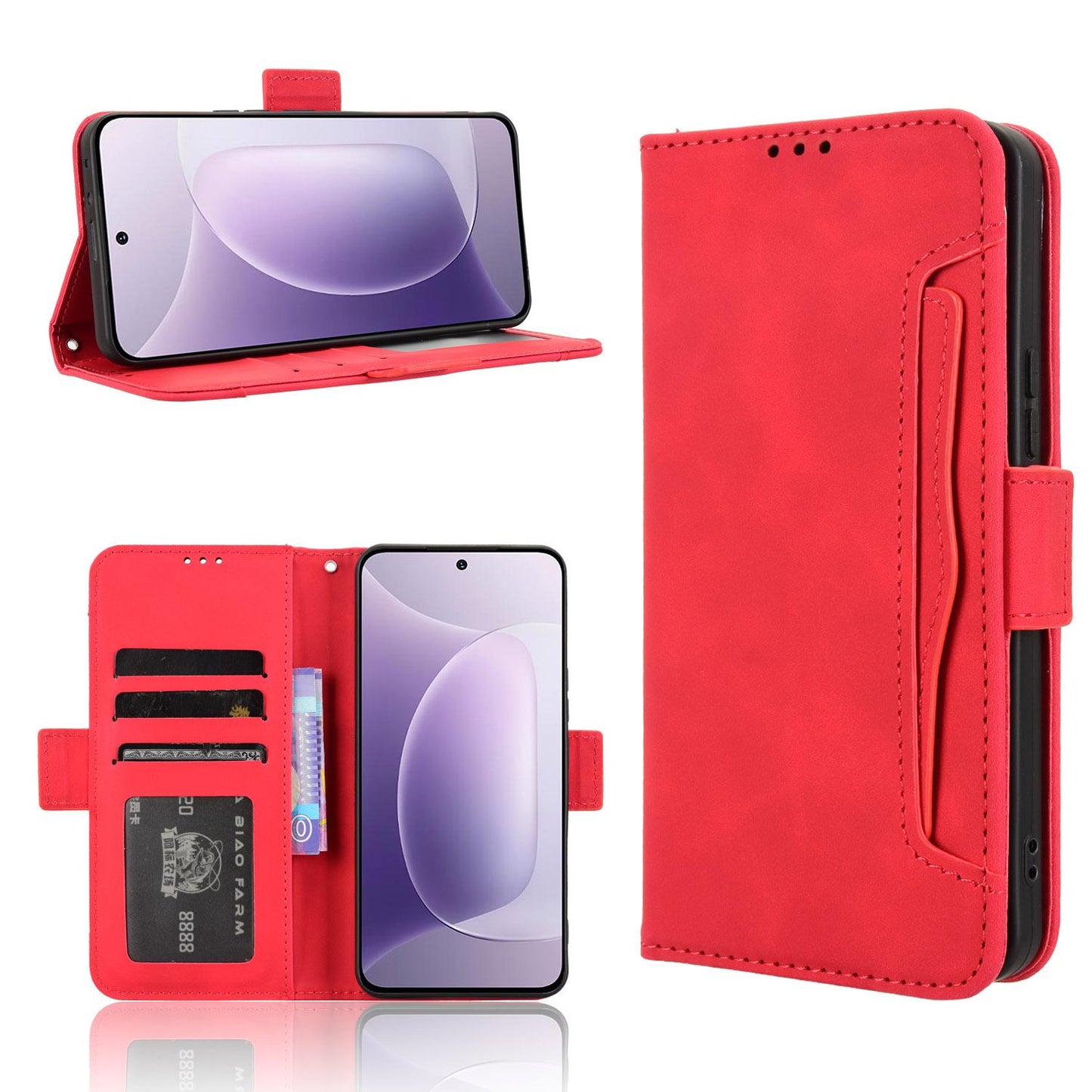 Honor 300 5G Skin Feel PU Leather Wallet Phone Case with Card Slots, Cash Pocket, Magnetic Closure, Built-In Stand, Full Protection TPU Cover