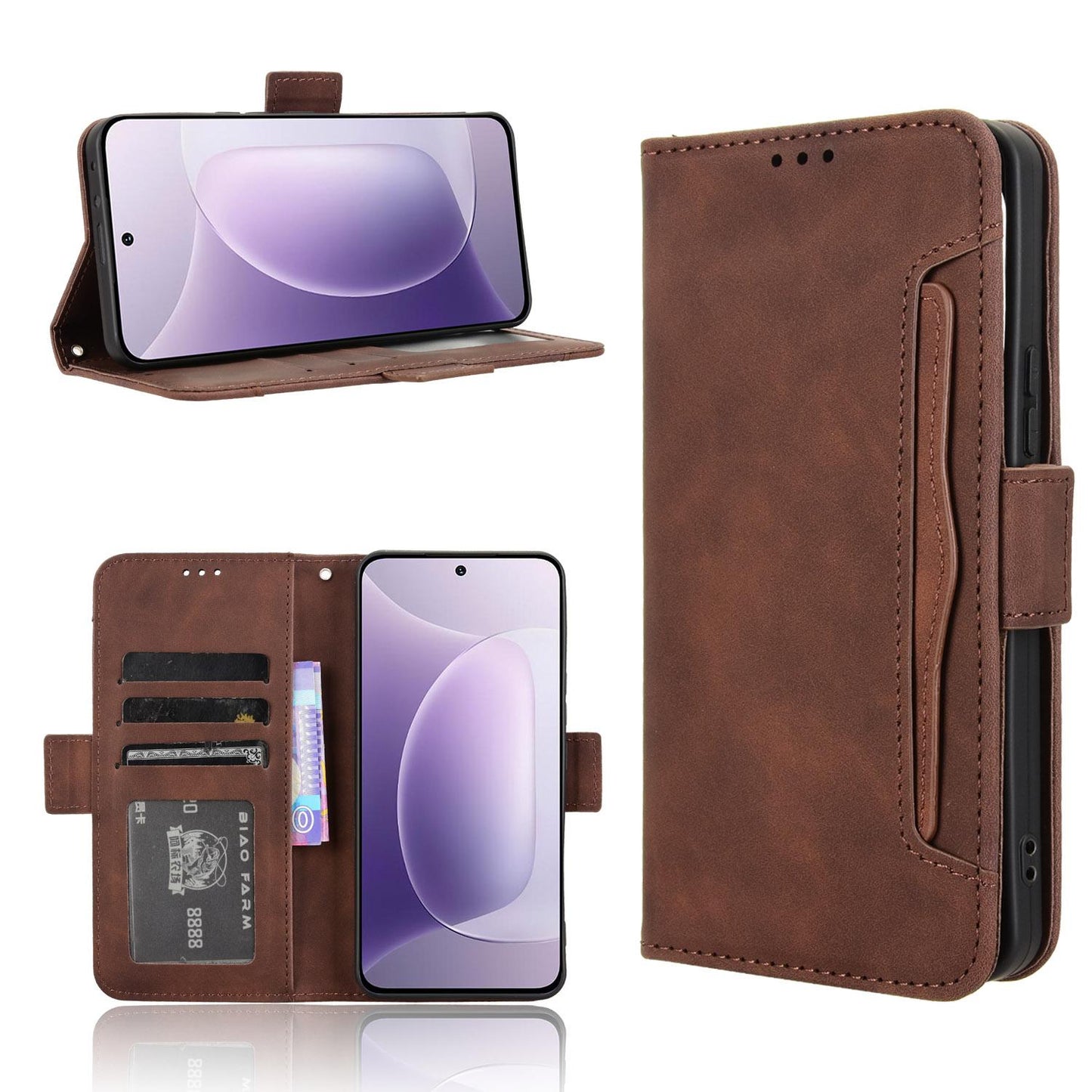 Honor 300 5G Skin Feel PU Leather Wallet Phone Case with Card Slots, Cash Pocket, Magnetic Closure, Built-In Stand, Full Protection TPU Cover