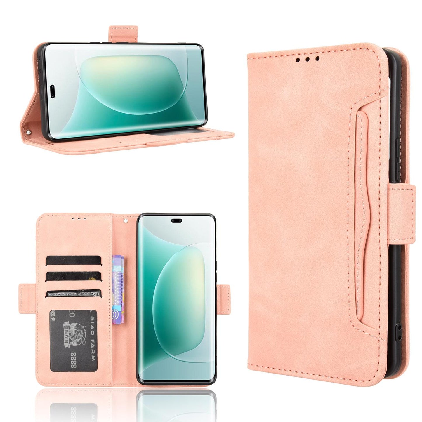 Honor 300 Pro 5G Skin Feel PU Leather Wallet Phone Case with Card Slots, Cash Pocket, Magnetic Closure, Built-In Stand, Full Protection TPU Cover