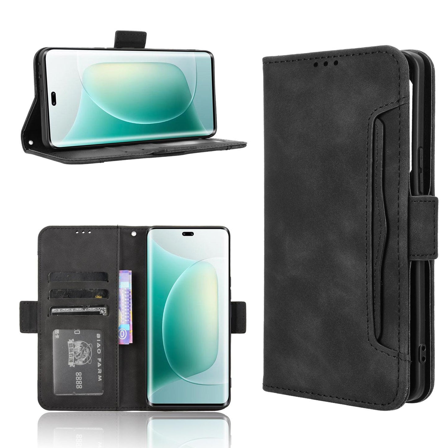 Honor 300 Pro 5G Skin Feel PU Leather Wallet Phone Case with Card Slots, Cash Pocket, Magnetic Closure, Built-In Stand, Full Protection TPU Cover