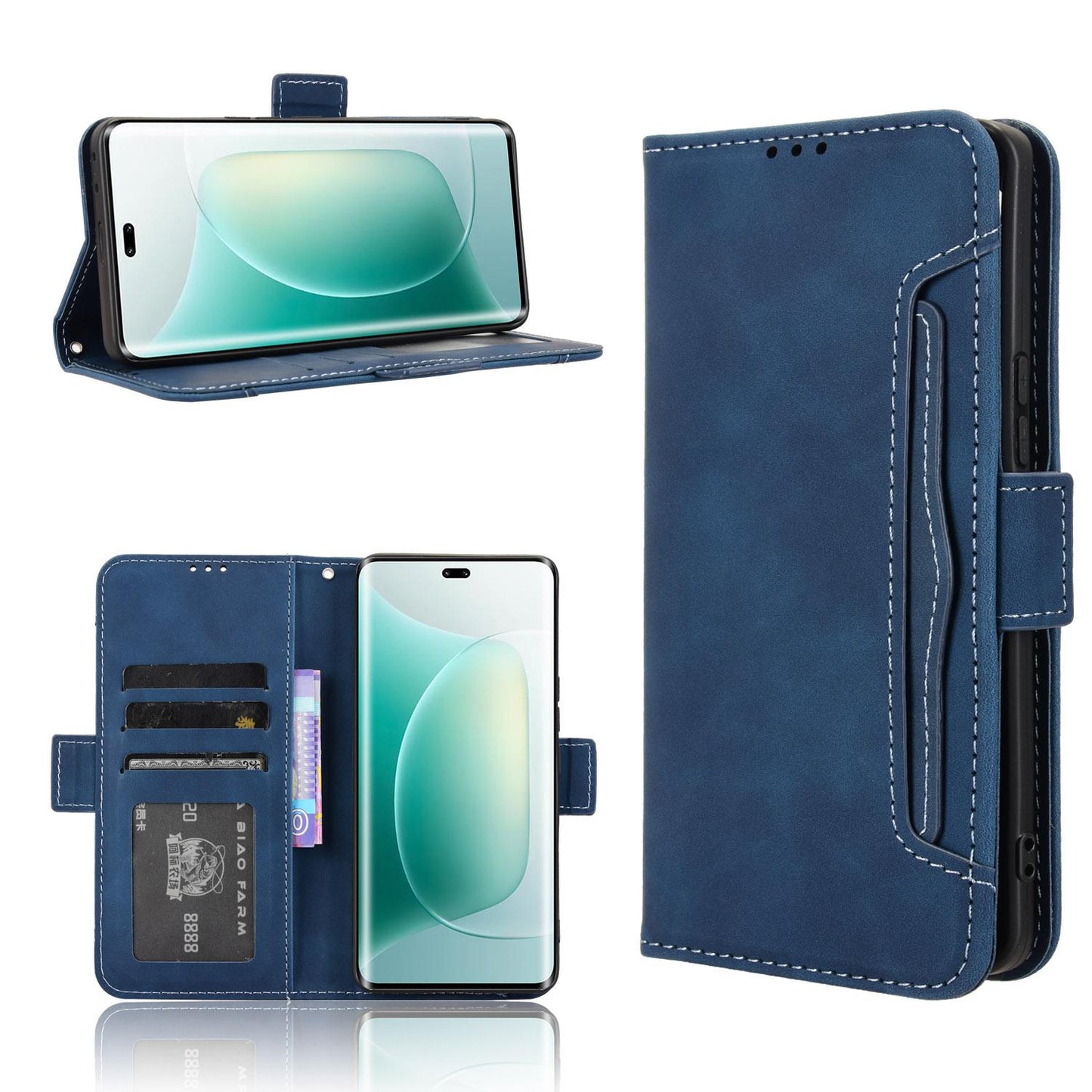 Honor 300 Pro 5G Skin Feel PU Leather Wallet Phone Case with Card Slots, Cash Pocket, Magnetic Closure, Built-In Stand, Full Protection TPU Cover