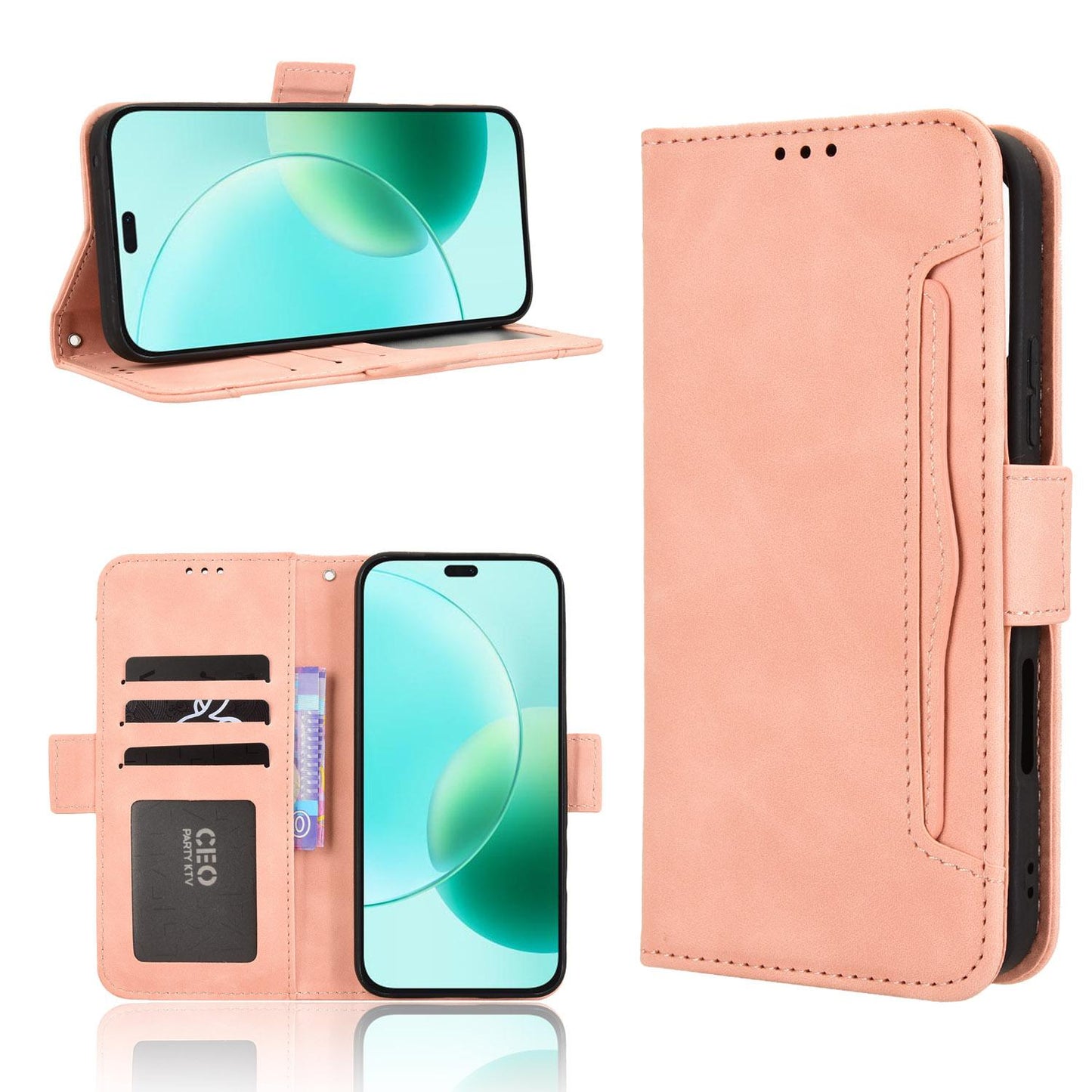Honor 400 Lite Skin Feel PU Leather Wallet Phone Case with Card Slots, Cash Pocket, Magnetic Closure, Built-In Stand, Full Protection TPU Cover