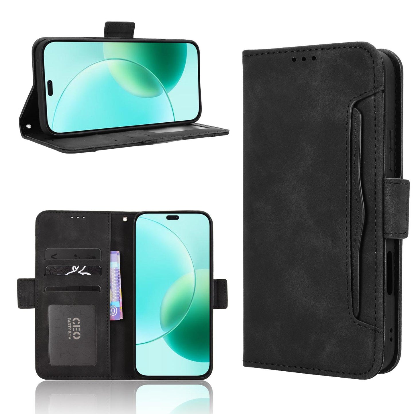 Honor 400 Lite Skin Feel PU Leather Wallet Phone Case with Card Slots, Cash Pocket, Magnetic Closure, Built-In Stand, Full Protection TPU Cover