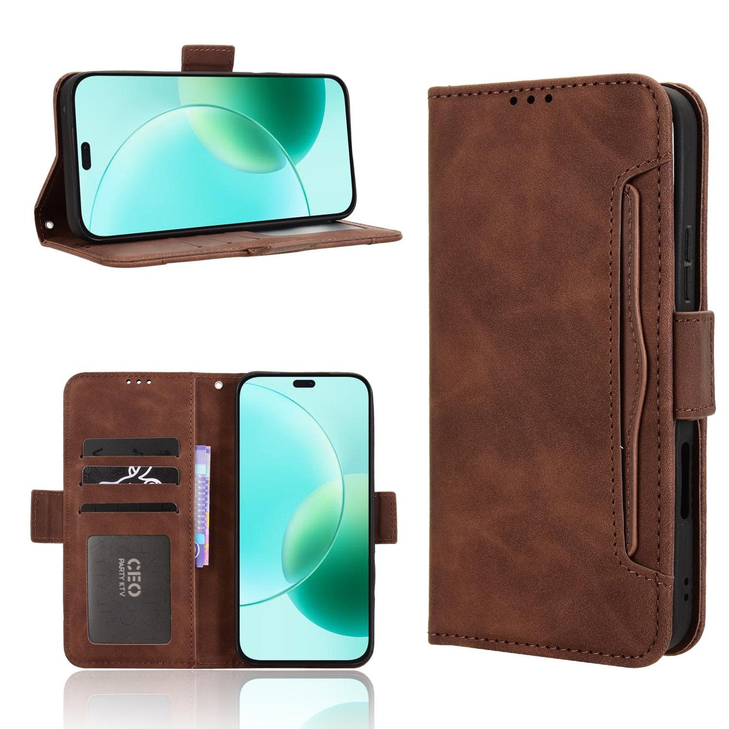 Honor 400 Lite Skin Feel PU Leather Wallet Phone Case with Card Slots, Cash Pocket, Magnetic Closure, Built-In Stand, Full Protection TPU Cover
