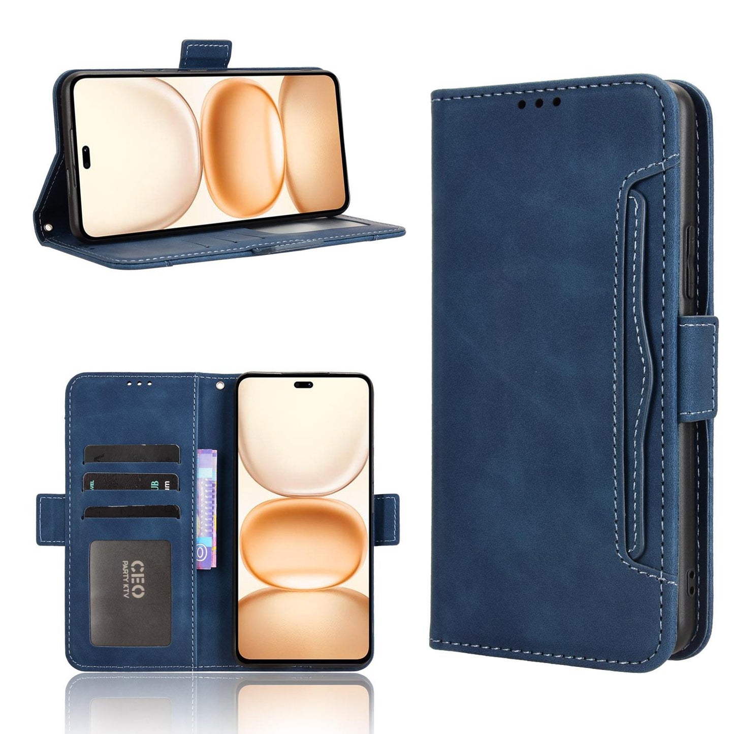 Honor Power 5G Skin Feel PU Leather Wallet Phone Case with Card Slots, Cash Pocket, Magnetic Closure, Built-In Stand, Full Protection TPU Cover