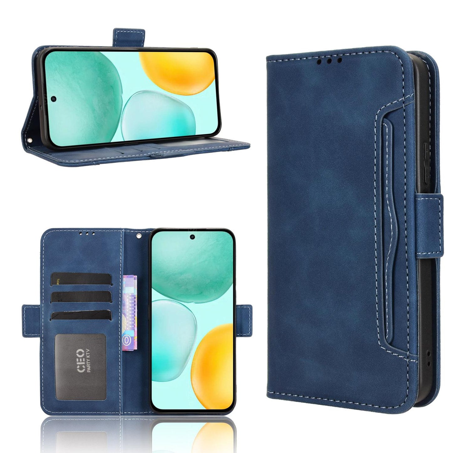 Honor X6c 4G Skin Feel PU Leather Wallet Phone Case with Card Slots, Cash Pocket, Magnetic Closure, Built-In Stand, Full Protection TPU Cover