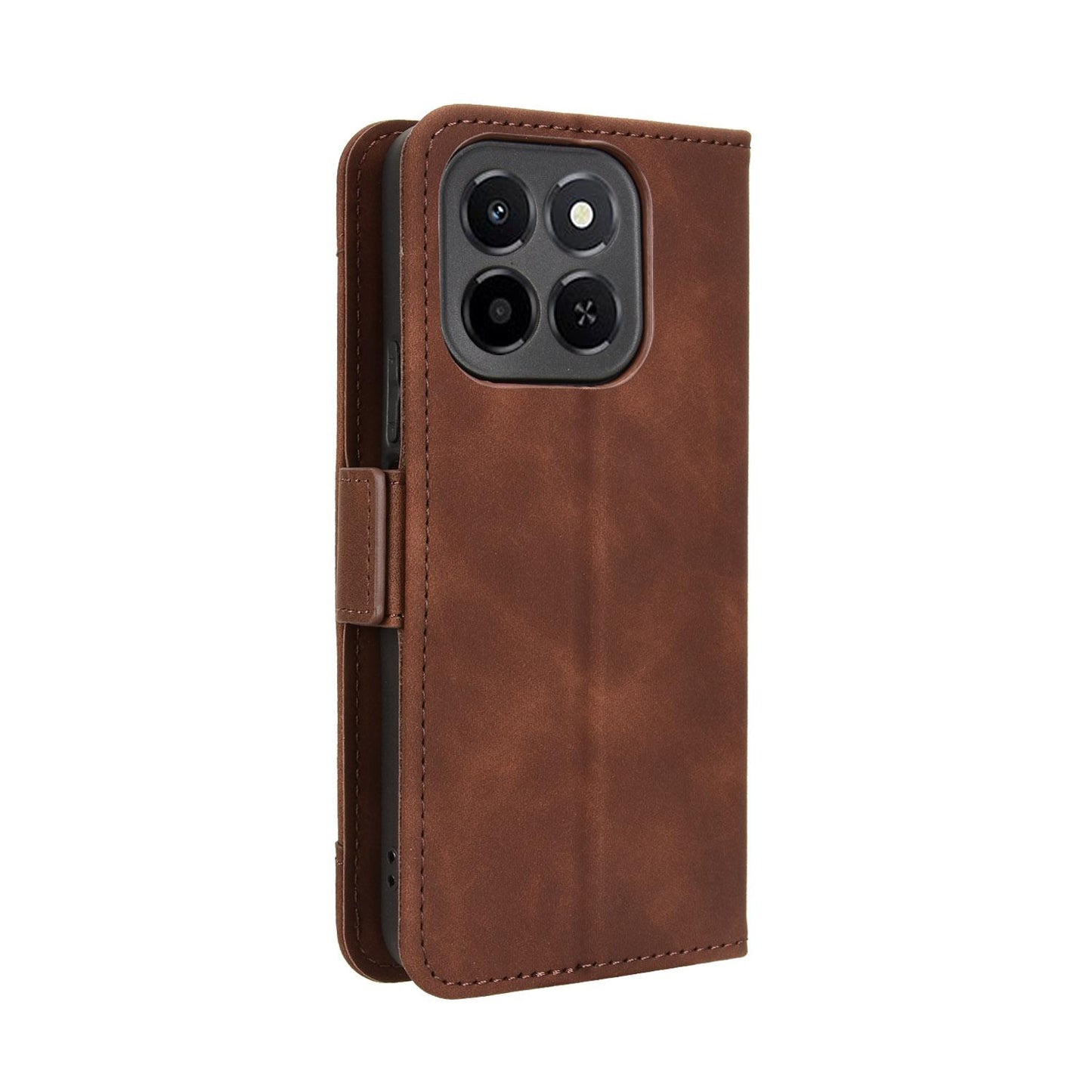 Honor X6c 4G Skin Feel PU Leather Wallet Phone Case with Card Slots, Cash Pocket, Magnetic Closure, Built-In Stand, Full Protection TPU Cover