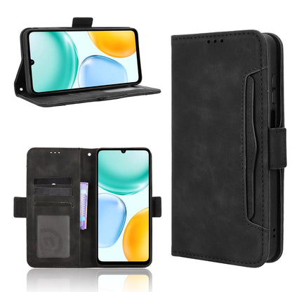 Honor X5c Plus 4G Skin Feel PU Leather Wallet Phone Case with Card Slots, Cash Pocket, Magnetic Closure, Built-In Stand, Full Protection TPU Cover