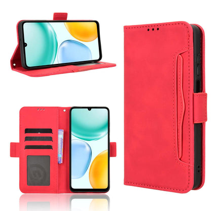 Honor X5c Plus 4G Skin Feel PU Leather Wallet Phone Case with Card Slots, Cash Pocket, Magnetic Closure, Built-In Stand, Full Protection TPU Cover