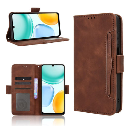 Honor X5c Plus 4G Skin Feel PU Leather Wallet Phone Case with Card Slots, Cash Pocket, Magnetic Closure, Built-In Stand, Full Protection TPU Cover