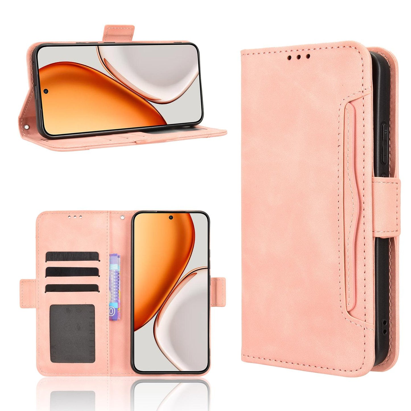 Honor X9d 5G Skin Feel PU Leather Wallet Phone Case with Card Slots, Cash Pocket, Magnetic Closure, Built-In Stand, Full Protection TPU Cover