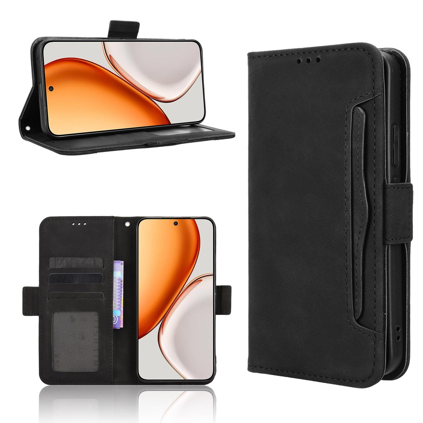 Honor X9d 5G Skin Feel PU Leather Wallet Phone Case with Card Slots, Cash Pocket, Magnetic Closure, Built-In Stand, Full Protection TPU Cover