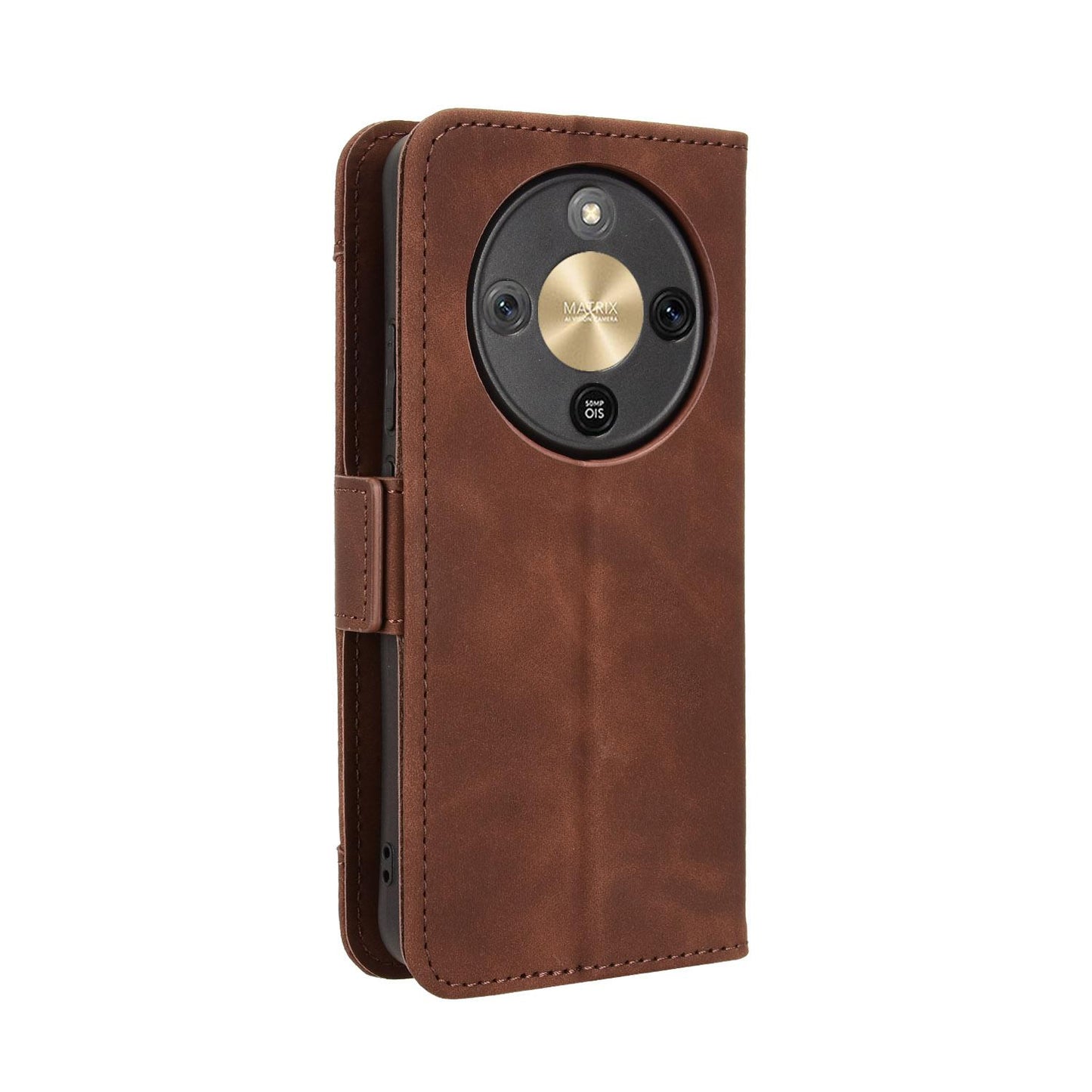Honor X70 5G Skin Feel PU Leather Wallet Phone Case with Card Slots, Cash Pocket, Magnetic Closure, Built-In Stand, Full Protection TPU Cover