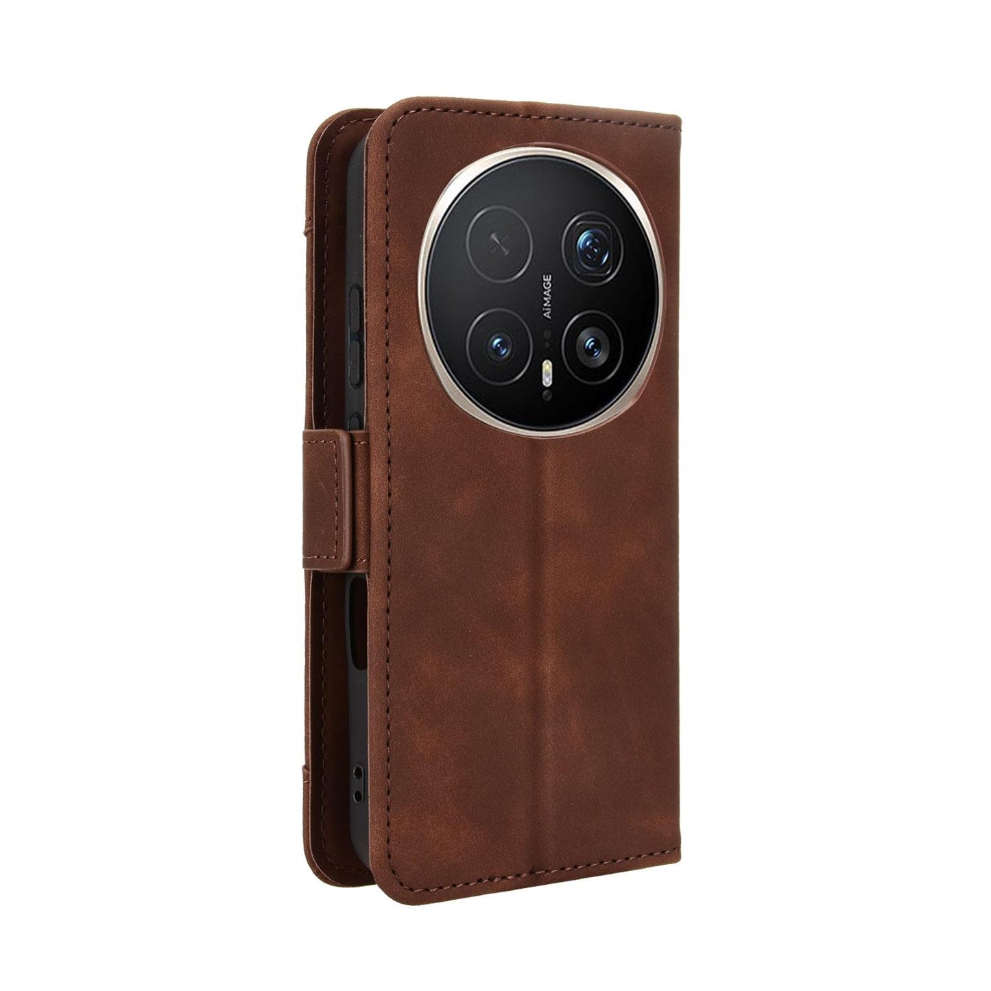 Honor Magic8 Pro Skin Feel PU Leather Wallet Phone Case with Card Slots, Cash Pocket, Magnetic Closure, Built-In Stand, Full Protection TPU Cover