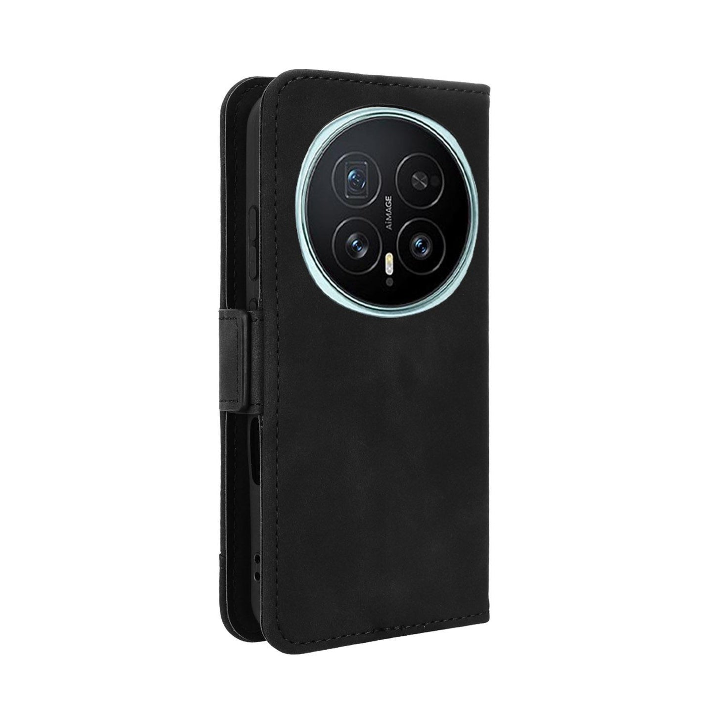 Honor Magic8 Skin Feel PU Leather Wallet Phone Case with Card Slots, Cash Pocket, Magnetic Closure, Built-In Stand, Full Protection TPU Cover