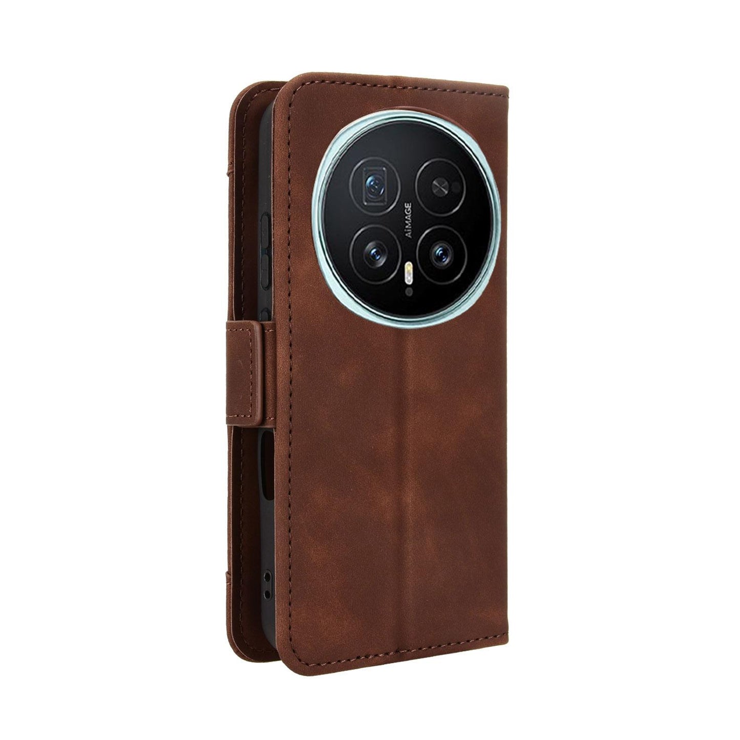 Honor Magic8 Skin Feel PU Leather Wallet Phone Case with Card Slots, Cash Pocket, Magnetic Closure, Built-In Stand, Full Protection TPU Cover