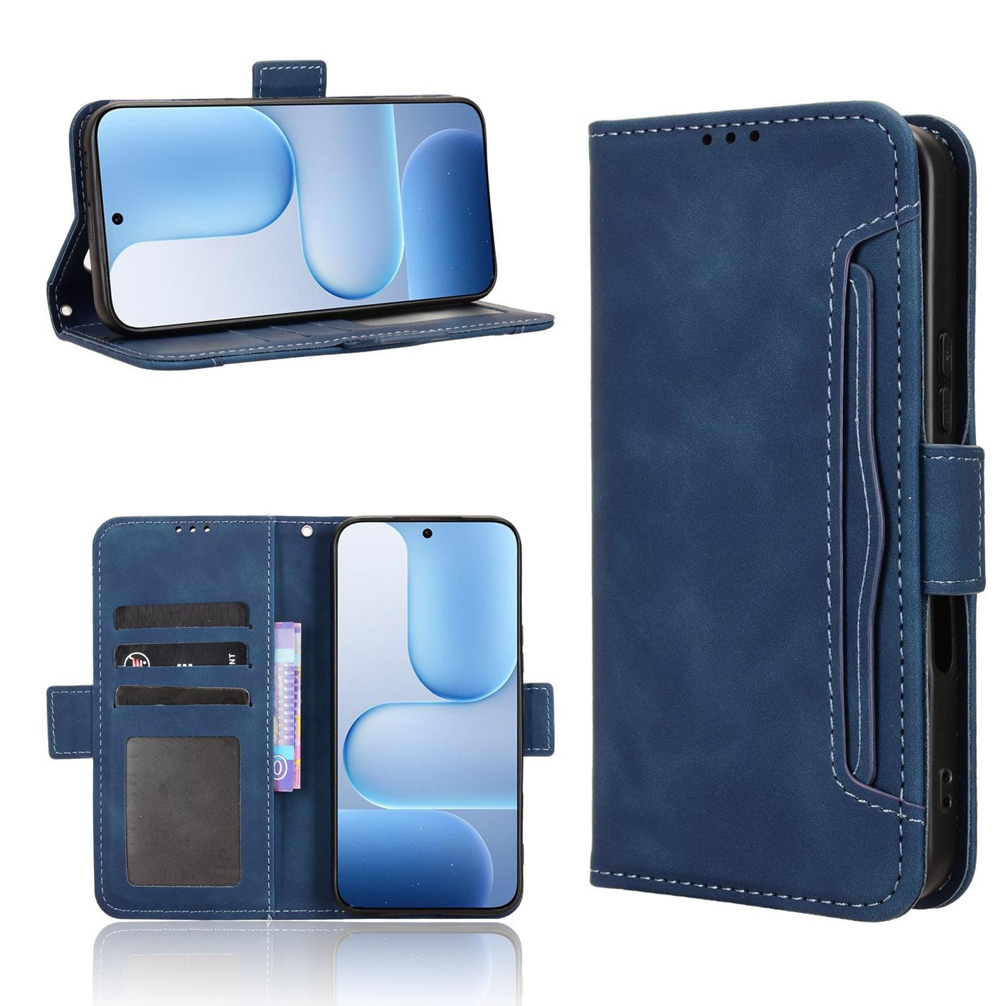 Honor 500 Pro 155.8mm Skin Feel PU Leather Wallet Phone Case with Card Slots, Cash Pocket, Magnetic Closure, Built-In Stand, Full Protection TPU Cover