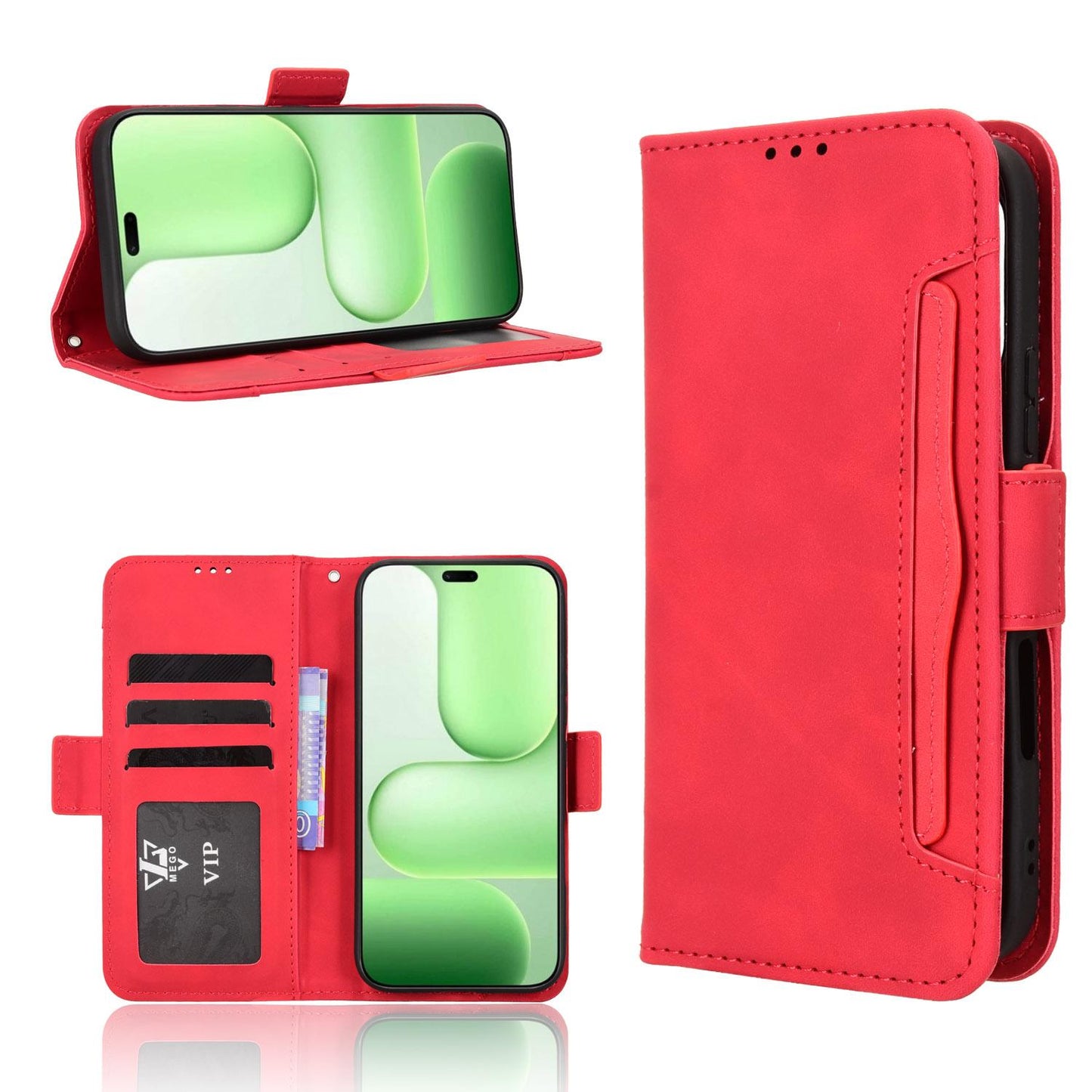 Honor 600 Lite Skin Feel PU Leather Wallet Phone Case with Card Slots, Cash Pocket, Magnetic Closure, Built-In Stand, Full Protection TPU Cover