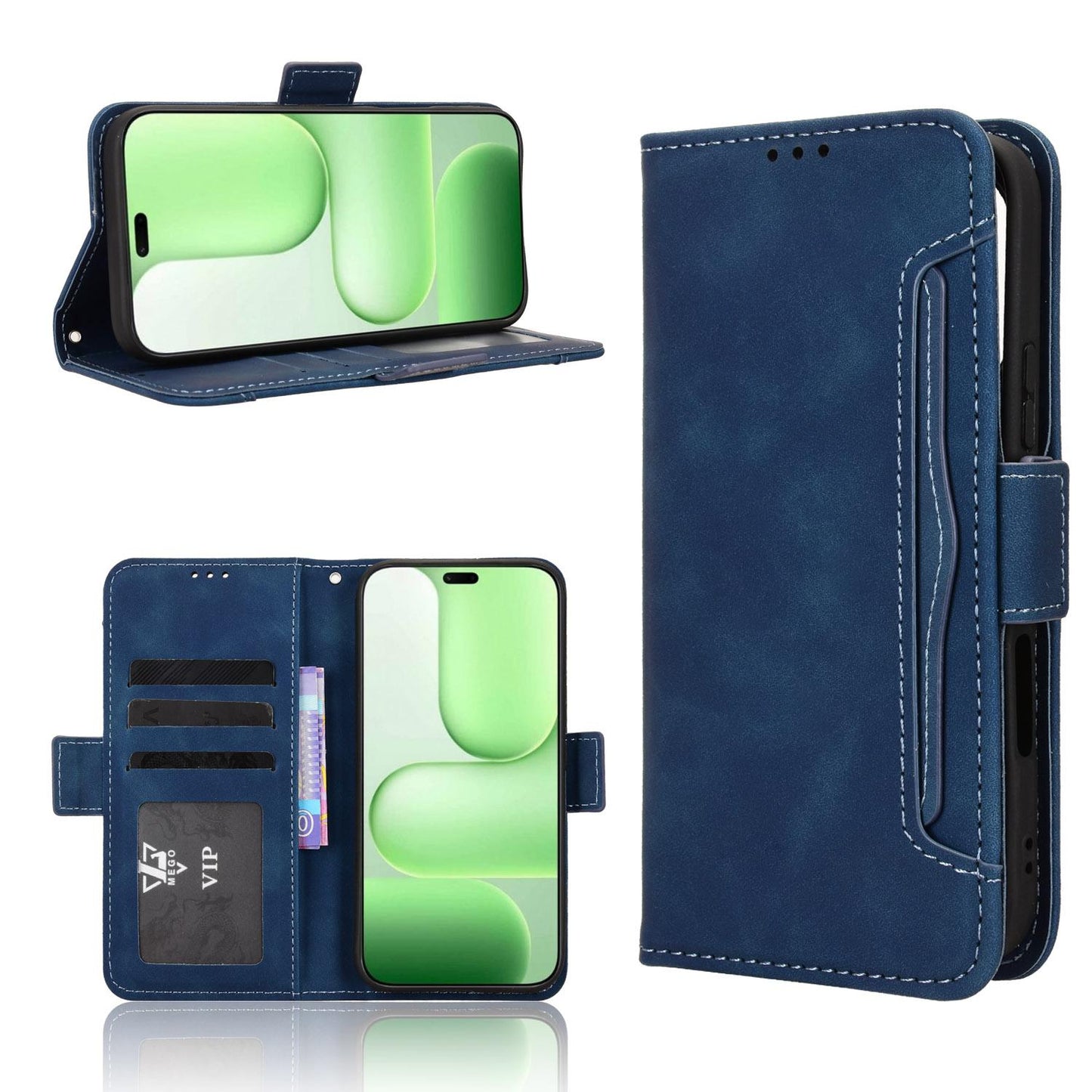 Honor 600 Lite Skin Feel PU Leather Wallet Phone Case with Card Slots, Cash Pocket, Magnetic Closure, Built-In Stand, Full Protection TPU Cover
