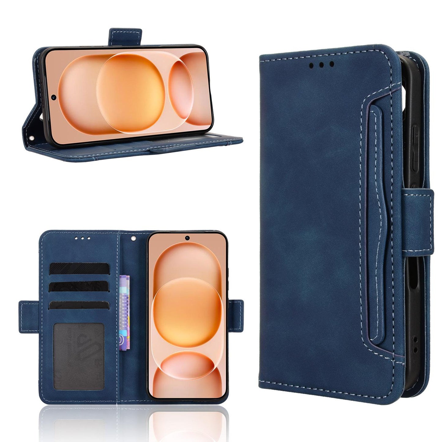 Honor Magic8 Pro Air 5G Skin Feel PU Leather Wallet Phone Case with Card Slots, Cash Pocket, Magnetic Closure, Built-In Stand, Full Protection TPU Cover