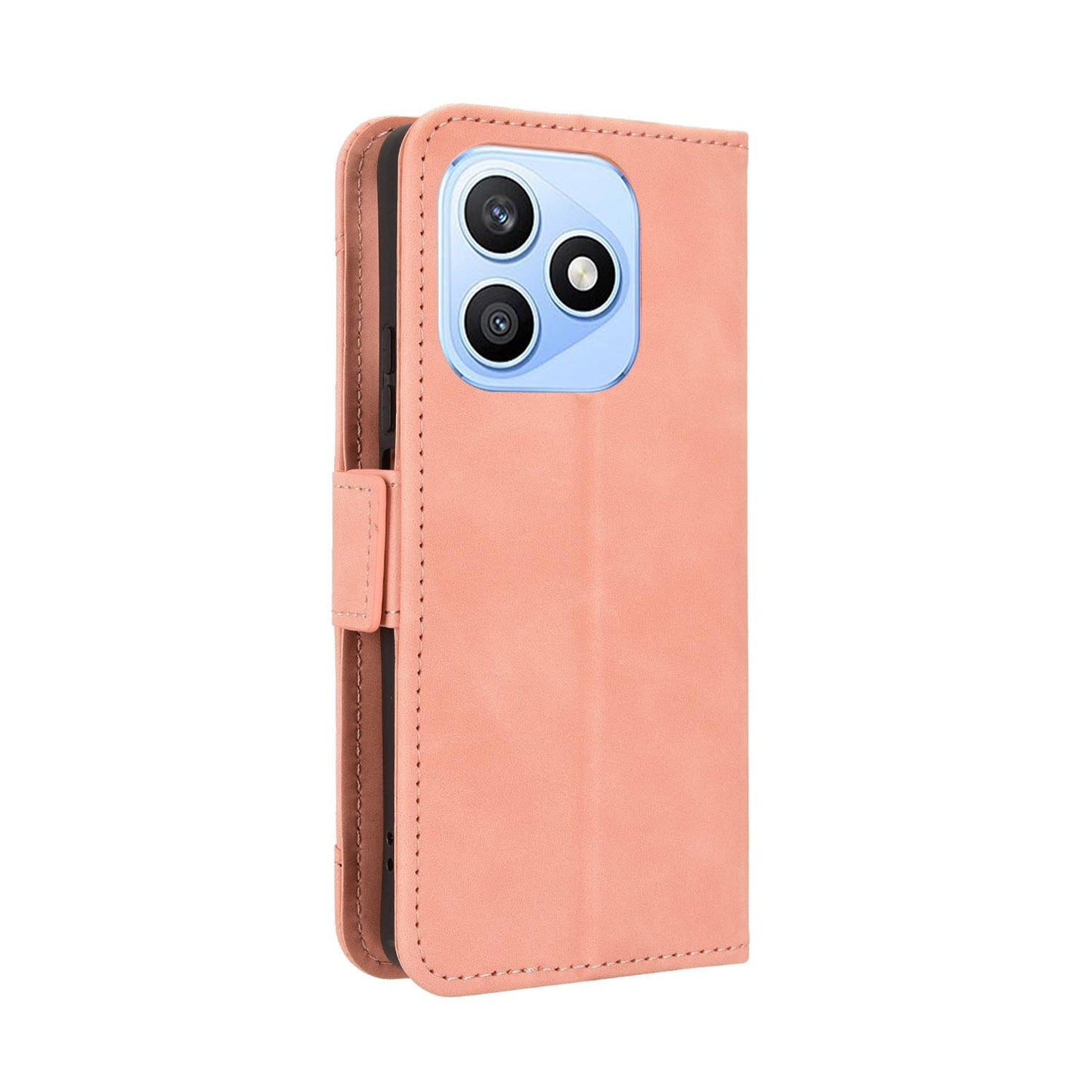 Honor X8d 4G Skin Feel PU Leather Wallet Phone Case with Card Slots, Cash Pocket, Magnetic Closure, Built-In Stand, Full Protection TPU Cover