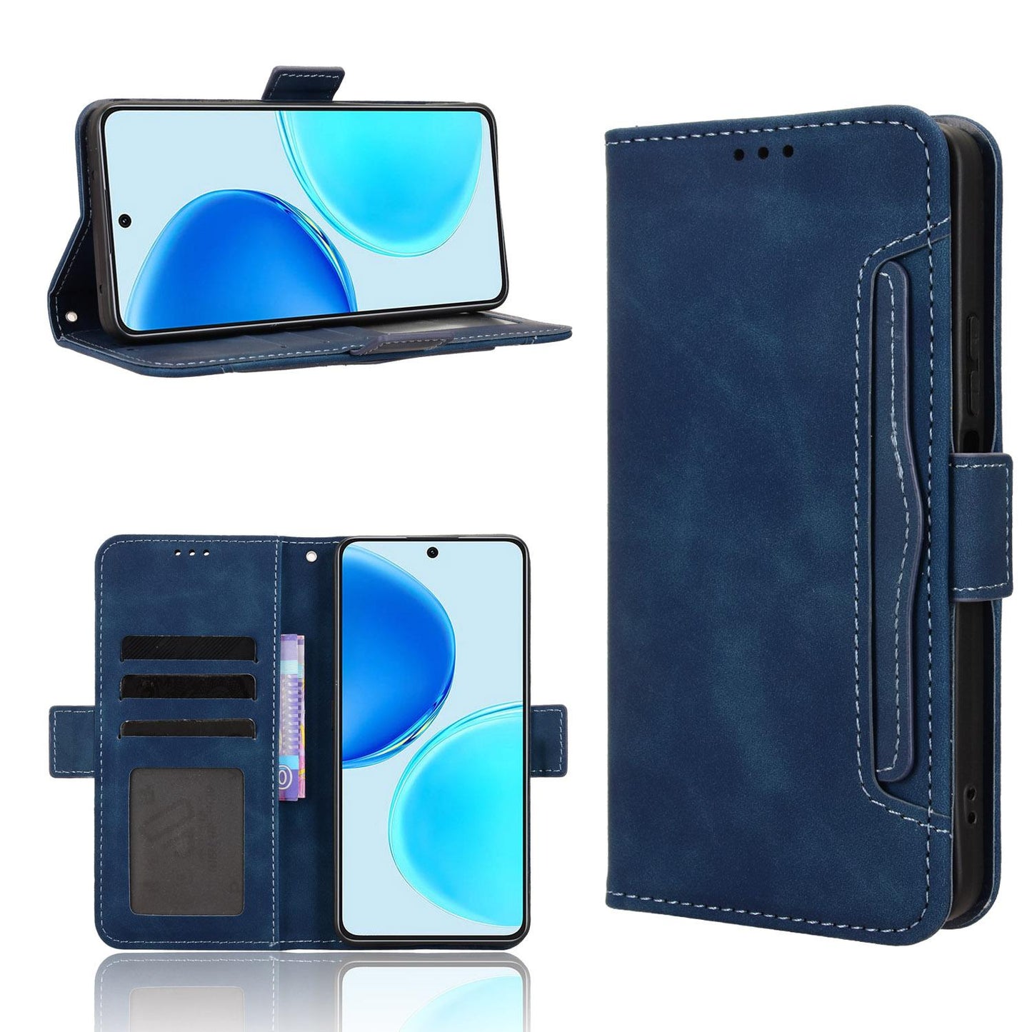 Honor X8d 4G Skin Feel PU Leather Wallet Phone Case with Card Slots, Cash Pocket, Magnetic Closure, Built-In Stand, Full Protection TPU Cover