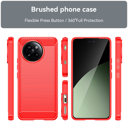 Xiaomi 14 Civi Carbon Fiber Brushed Texture TPU Protective Phone Case Shockproof Slim Cover
