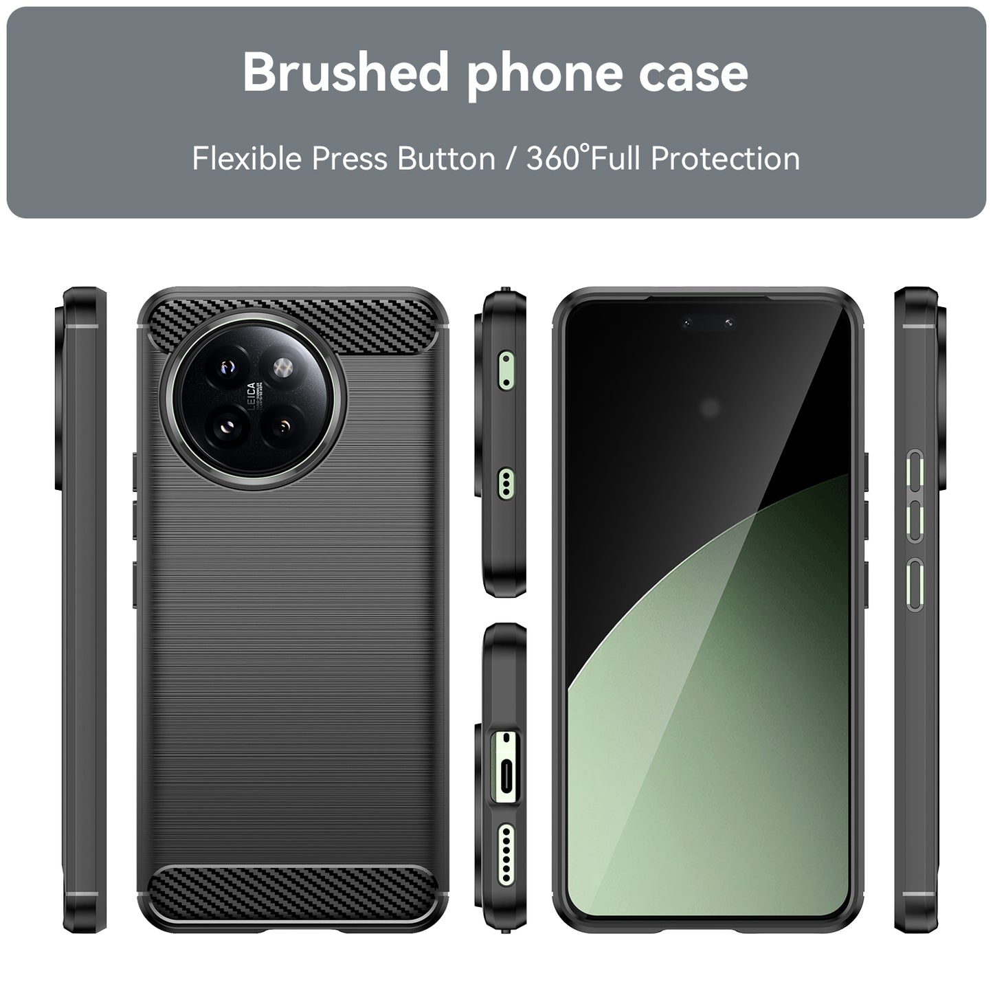 Xiaomi Civi 4 Pro Carbon Fiber Brushed Texture TPU Protective Phone Case Shockproof Slim Cover