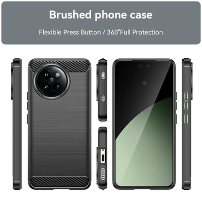 Xiaomi Civi 4 Pro Carbon Fiber Brushed Texture TPU Protective Phone Case Shockproof Slim Cover