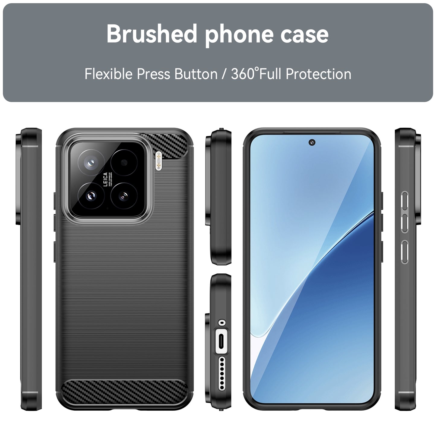 Xiaomi 15 Carbon Fiber Brushed Texture TPU Protective Phone Case Shockproof Slim Cover