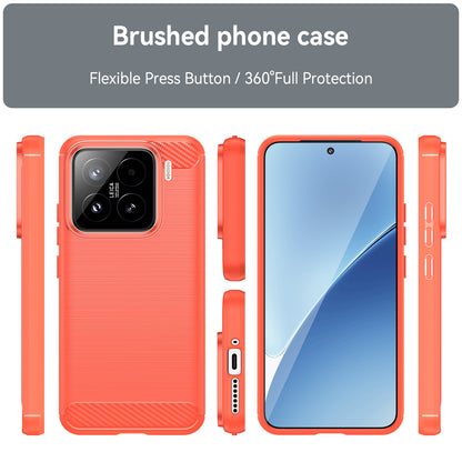 Xiaomi 15 Carbon Fiber Brushed Texture TPU Protective Phone Case Shockproof Slim Cover
