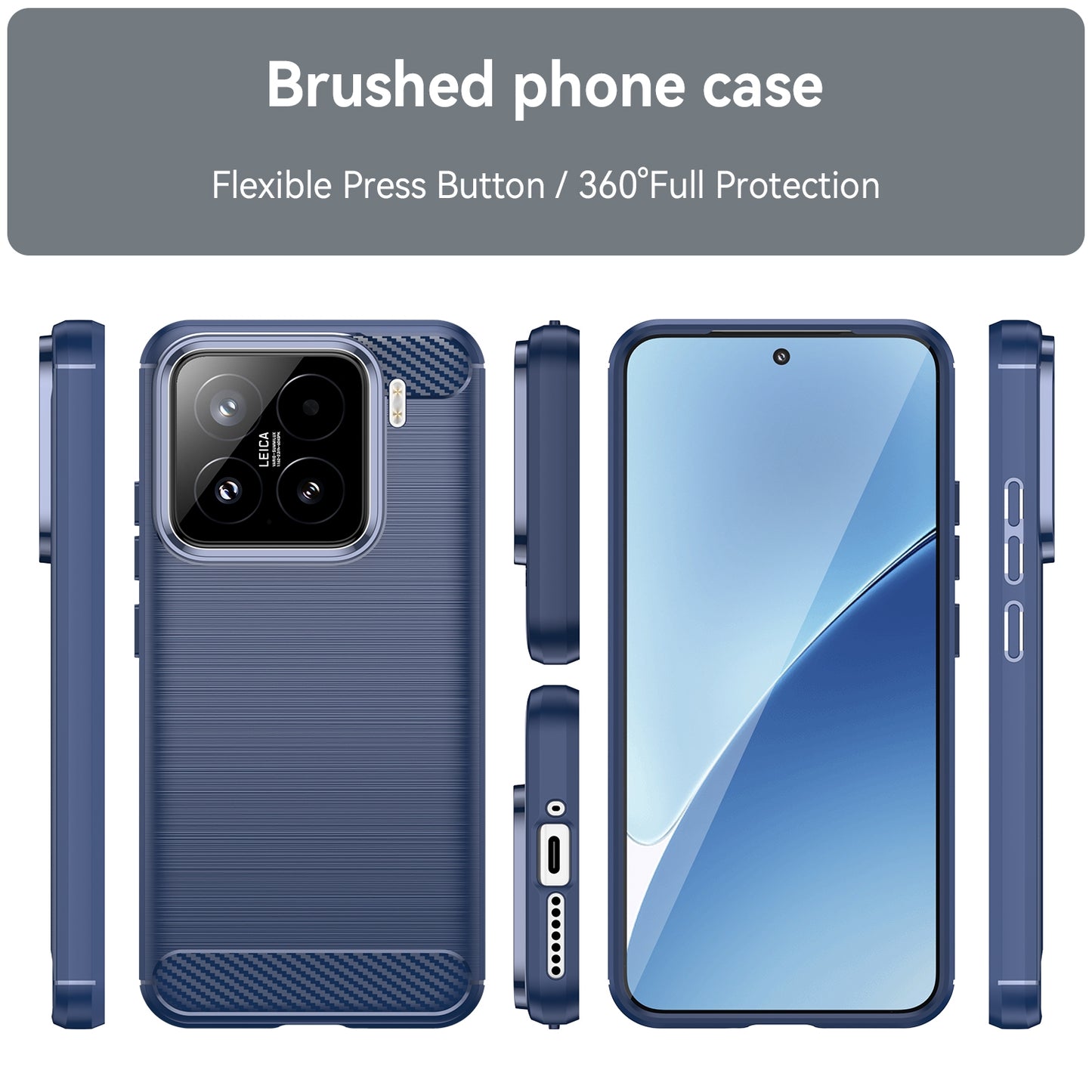 Xiaomi 15 Carbon Fiber Brushed Texture TPU Protective Phone Case Shockproof Slim Cover