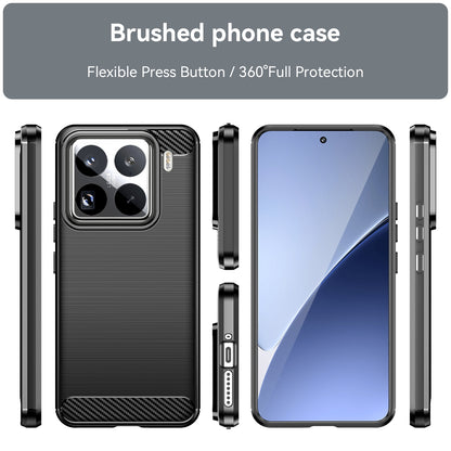 Xiaomi 15 Pro Carbon Fiber Brushed Texture TPU Protective Phone Case Shockproof Slim Cover