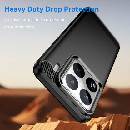Xiaomi 15 Pro Carbon Fiber Brushed Texture TPU Protective Phone Case Shockproof Slim Cover
